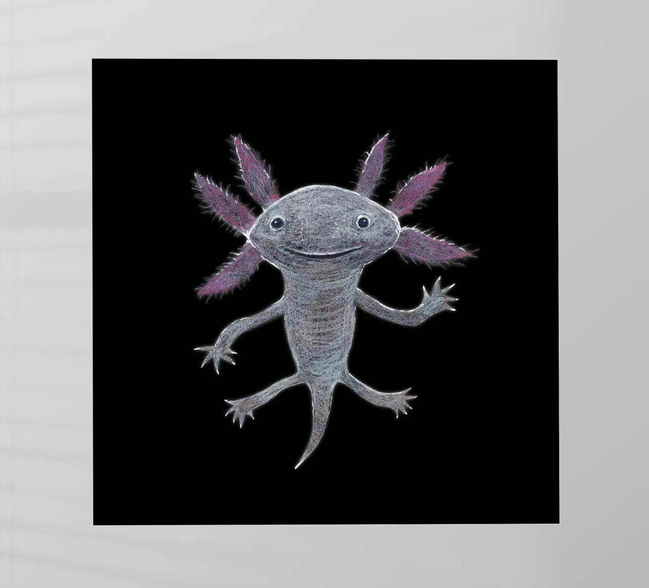 Disegno a matita colorata di un simpatico axolotl pellicola backlit da BwiseLizzy