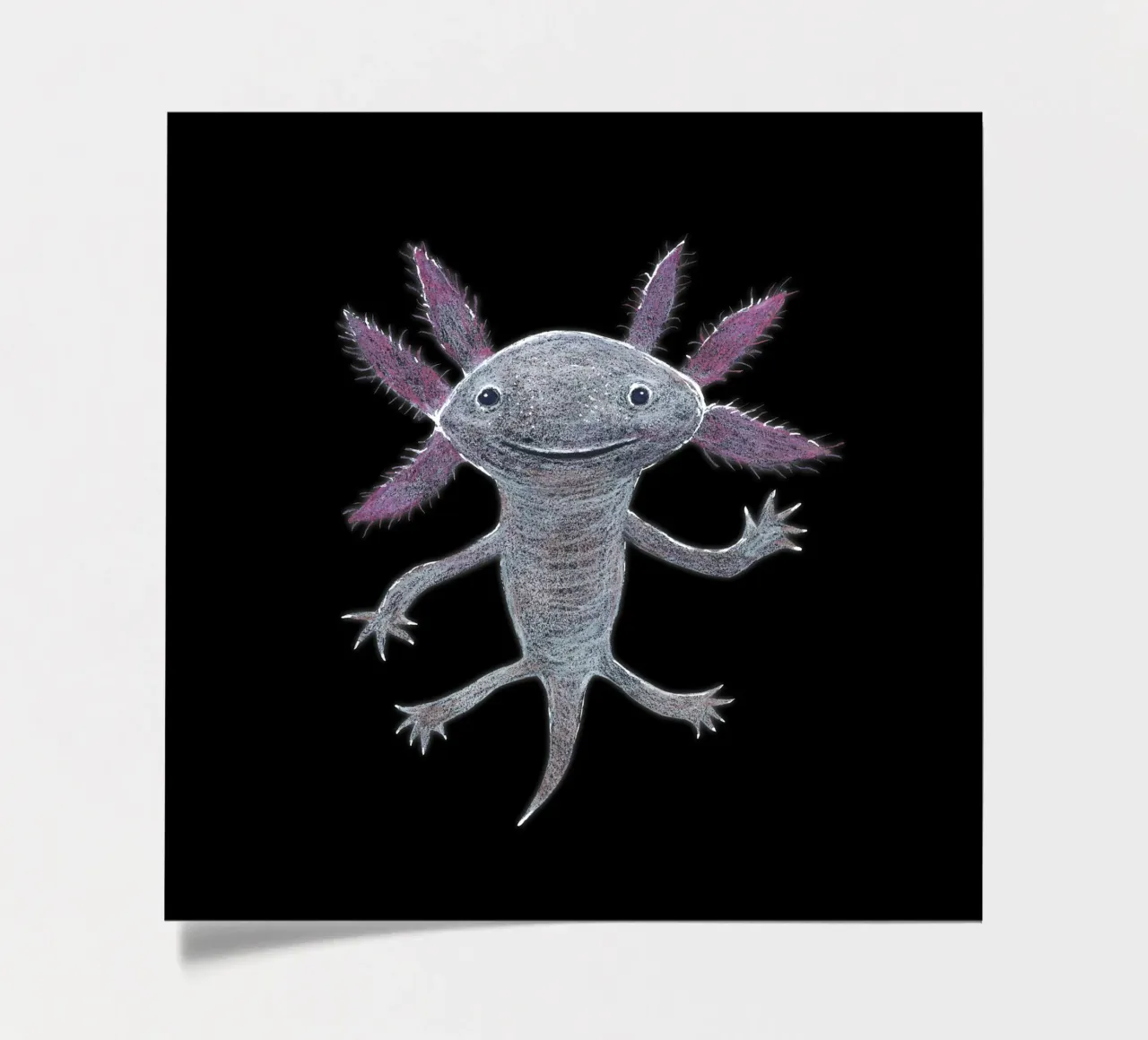 Eine Farbstiftzeichnung eines niedlichen Axolotl Stickerbogen von BwiseLizzy