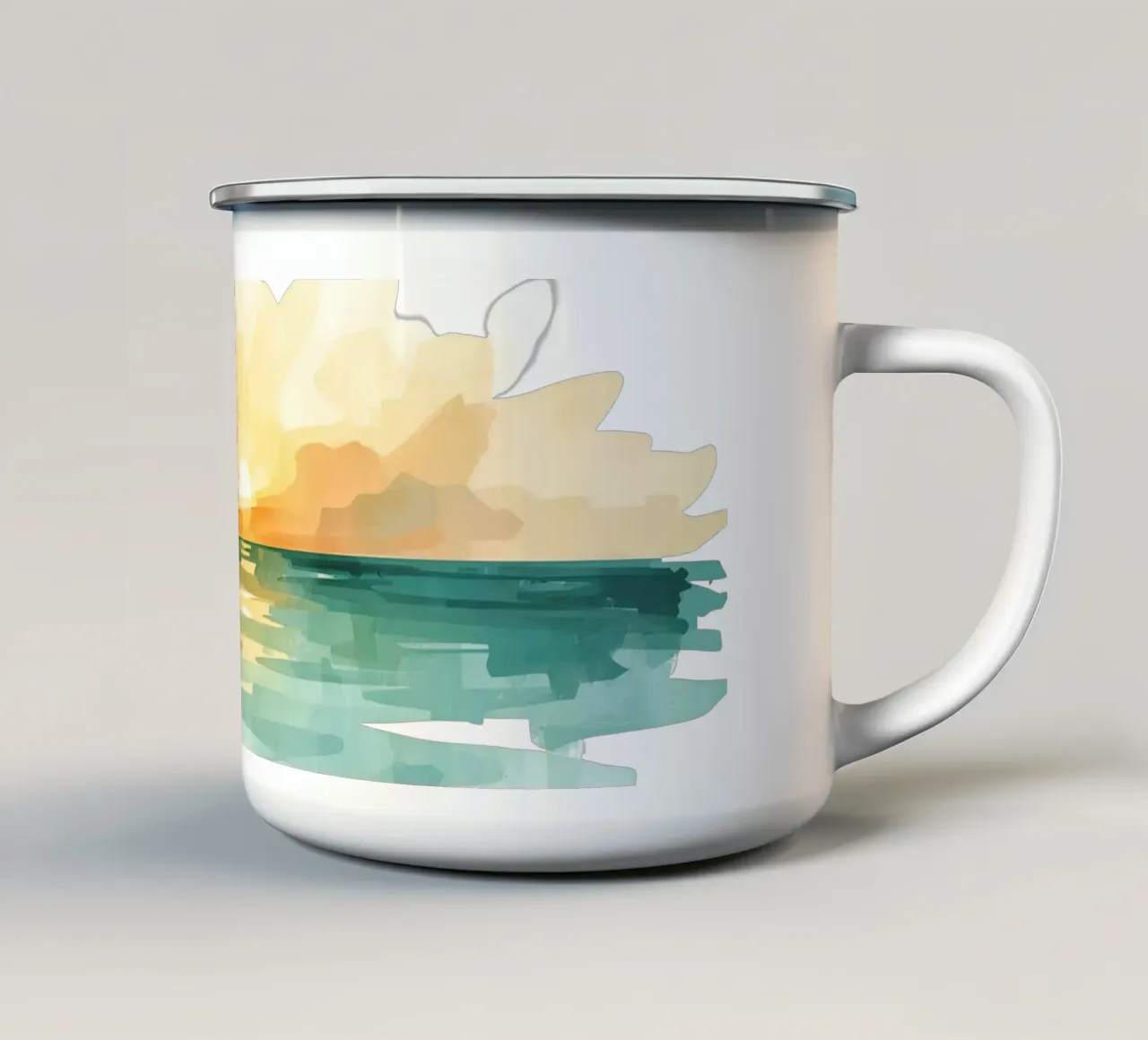 Alba su oceano acquerello astratto tazza in smalto da DesignDoodle