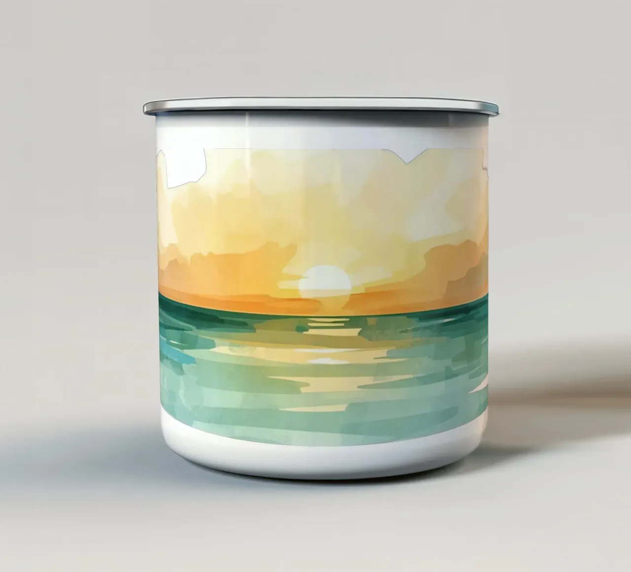 Alba su oceano acquerello astratto tazza in smalto da DesignDoodle