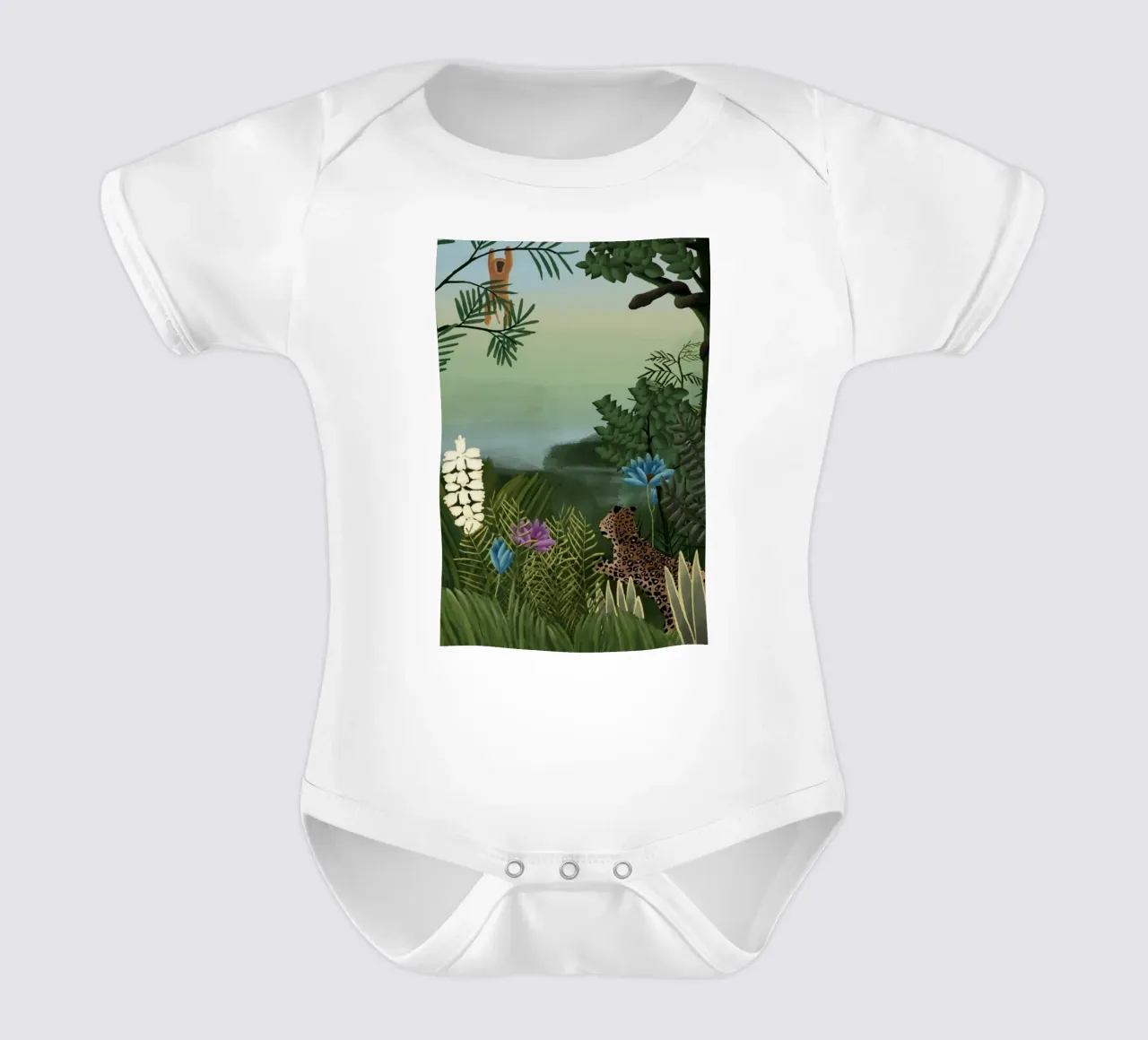 Henri Rousseau - Leopardi e scimmie body neonato maniche corte da KOOL STORE