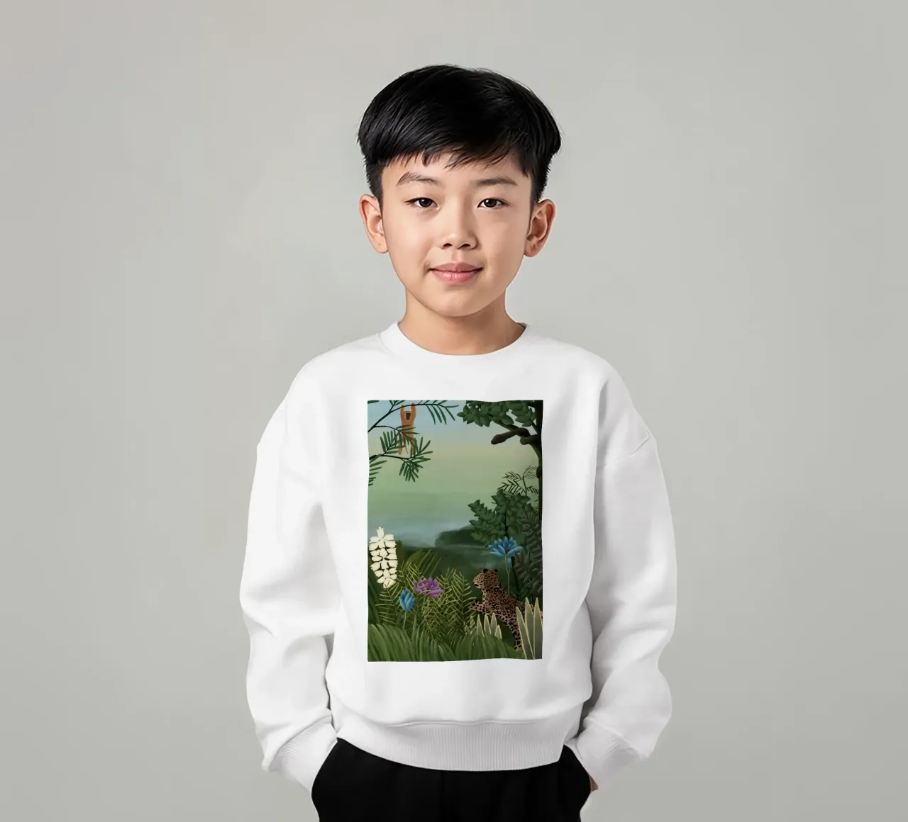 Henri Rousseau - Leopardi e scimmie felpa bambino da KOOL STORE