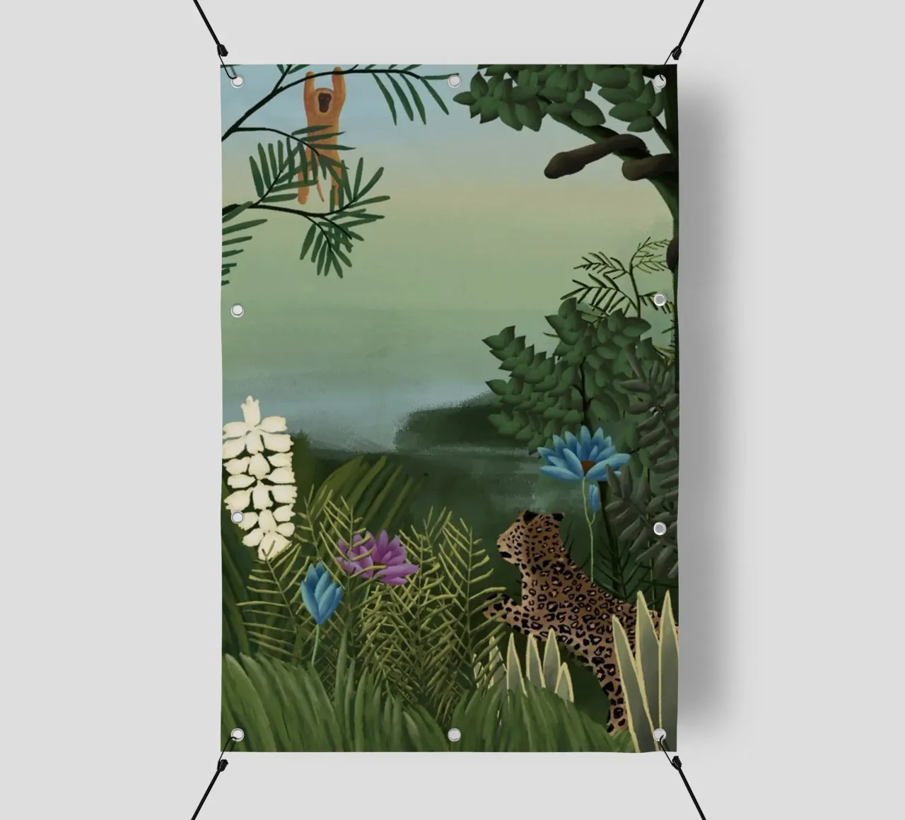 Henri Rousseau - Leopardi e scimmie telo in pvc da KOOL STORE