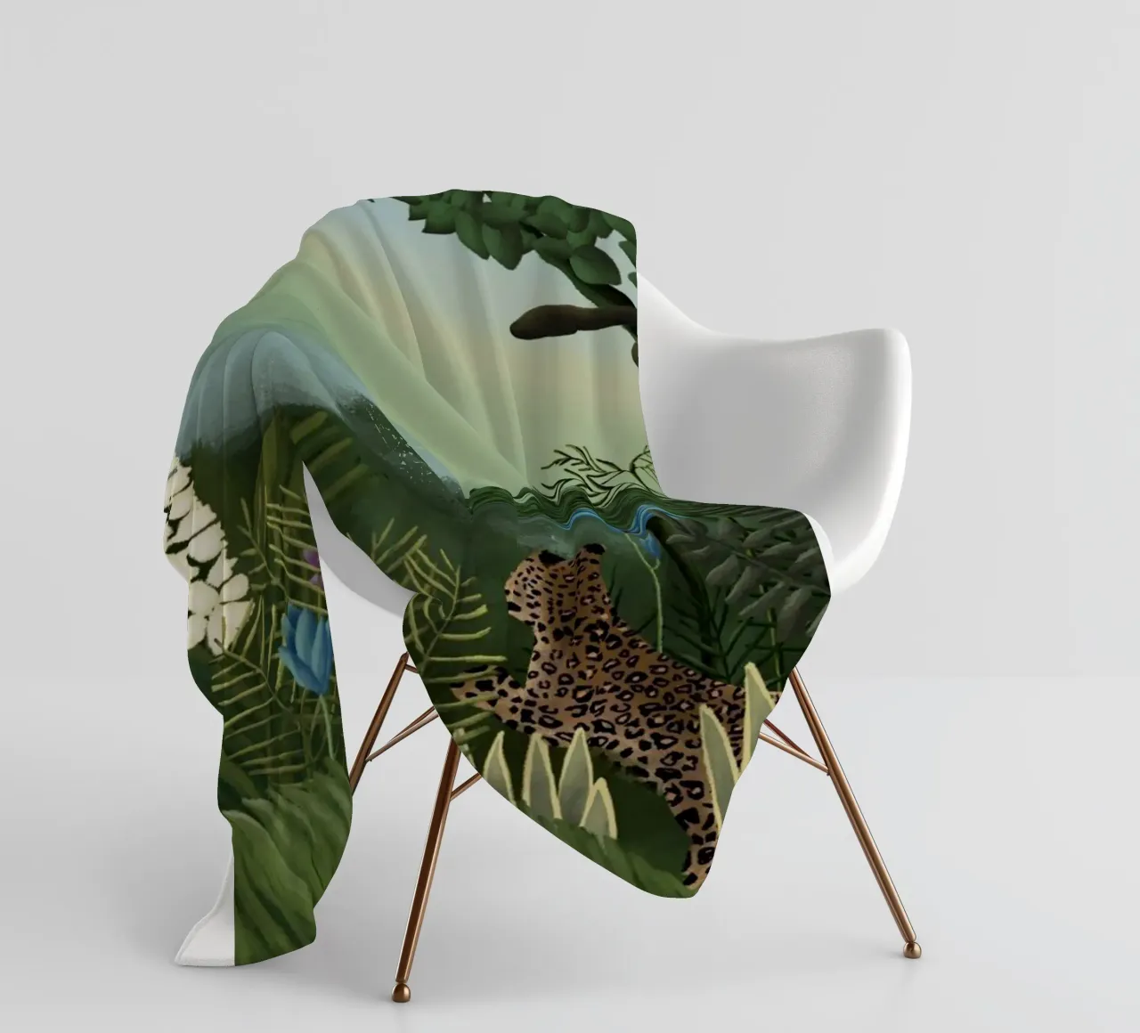 Henri Rousseau - Leopardi e scimmie coperta in pile da KOOL STORE