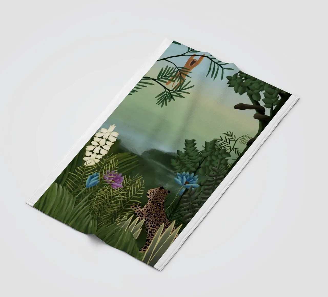 Henri Rousseau - Leopardi e scimmie coperta in pile da KOOL STORE