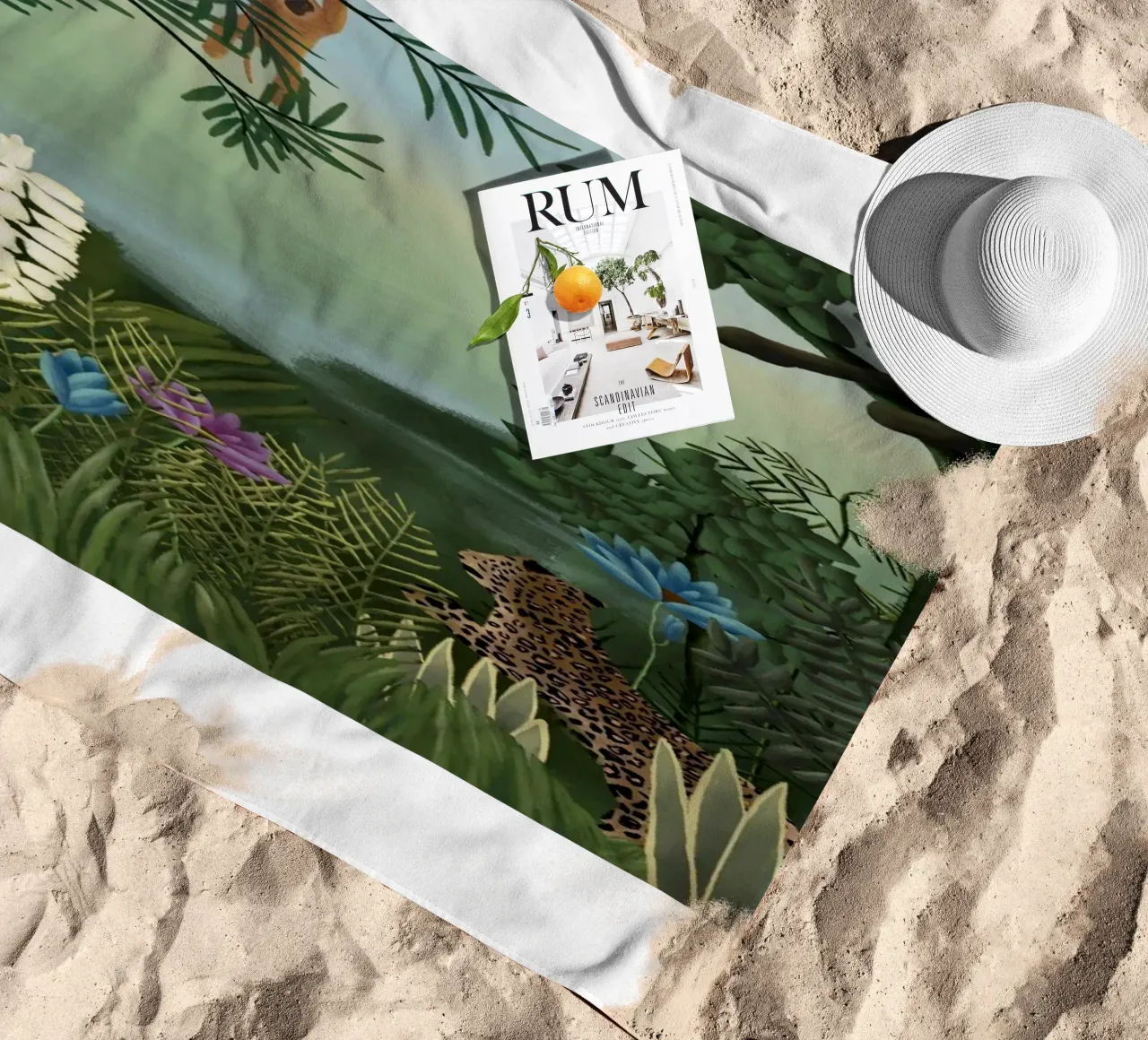 Henri Rousseau - Leopardi e scimmie telo mare da KOOL STORE