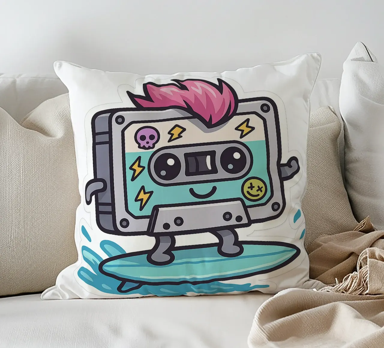 Cassetta adesiva Punk Surfeuse Kawaii cuscino da Punk & Cute - Affiches & Stickers