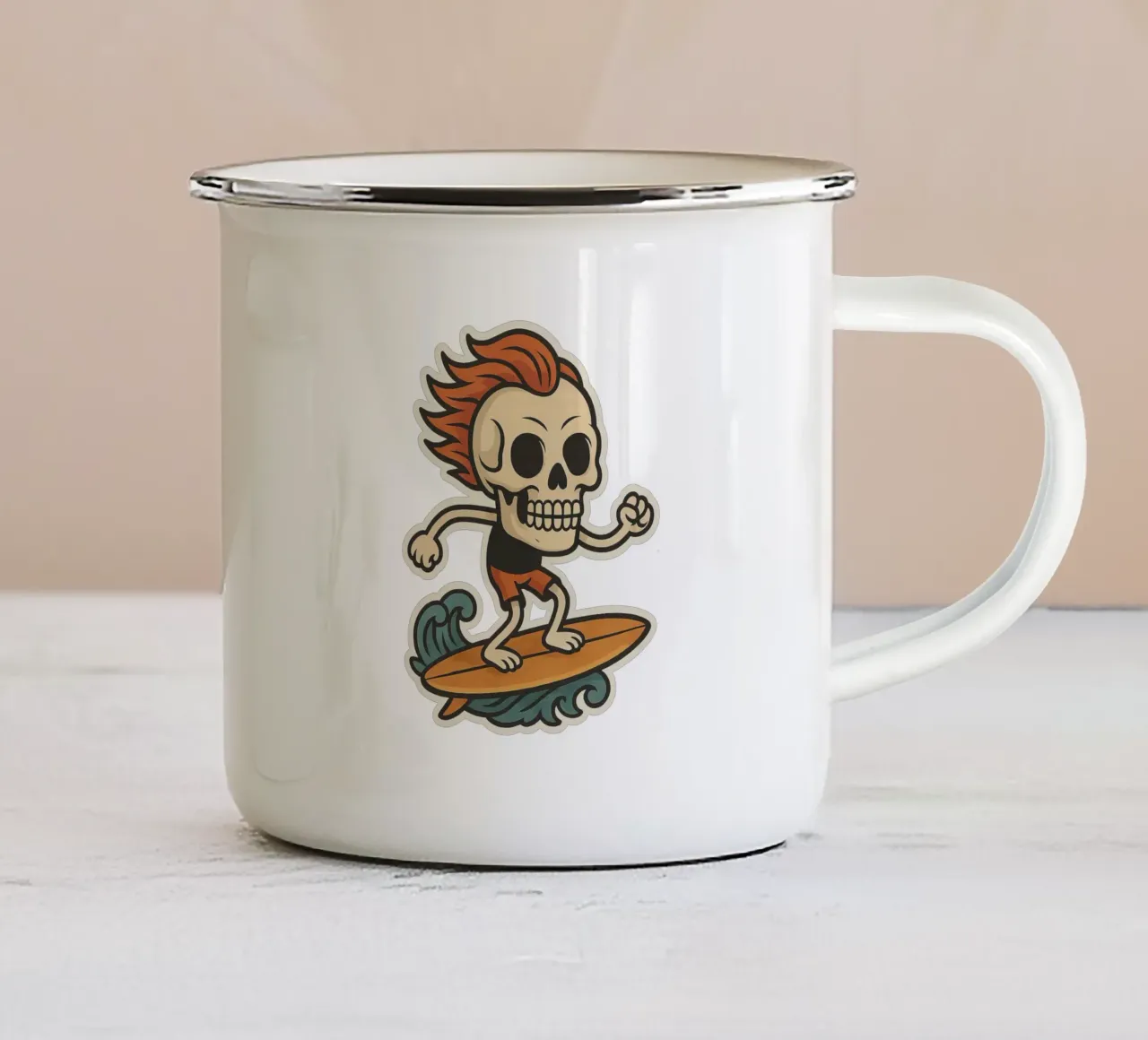 Adesivo Surfing Skull Rock Flamboyant tazza in smalto da Punk & Cute - Affiches & Stickers