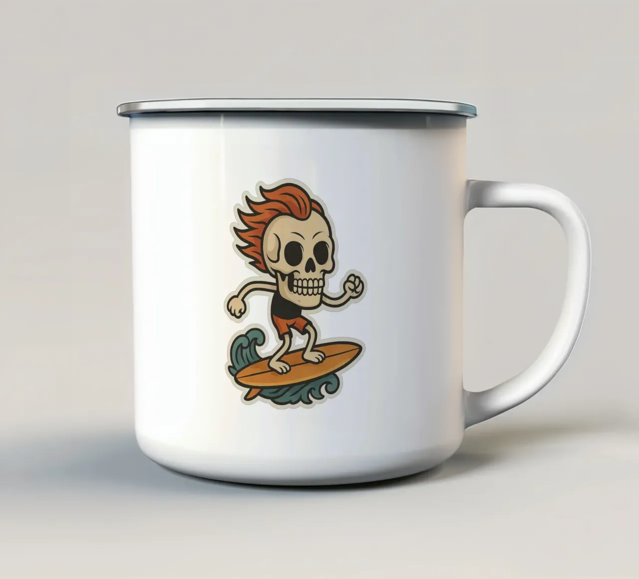 Adesivo Surfing Skull Rock Flamboyant tazza in smalto da Punk & Cute - Affiches & Stickers