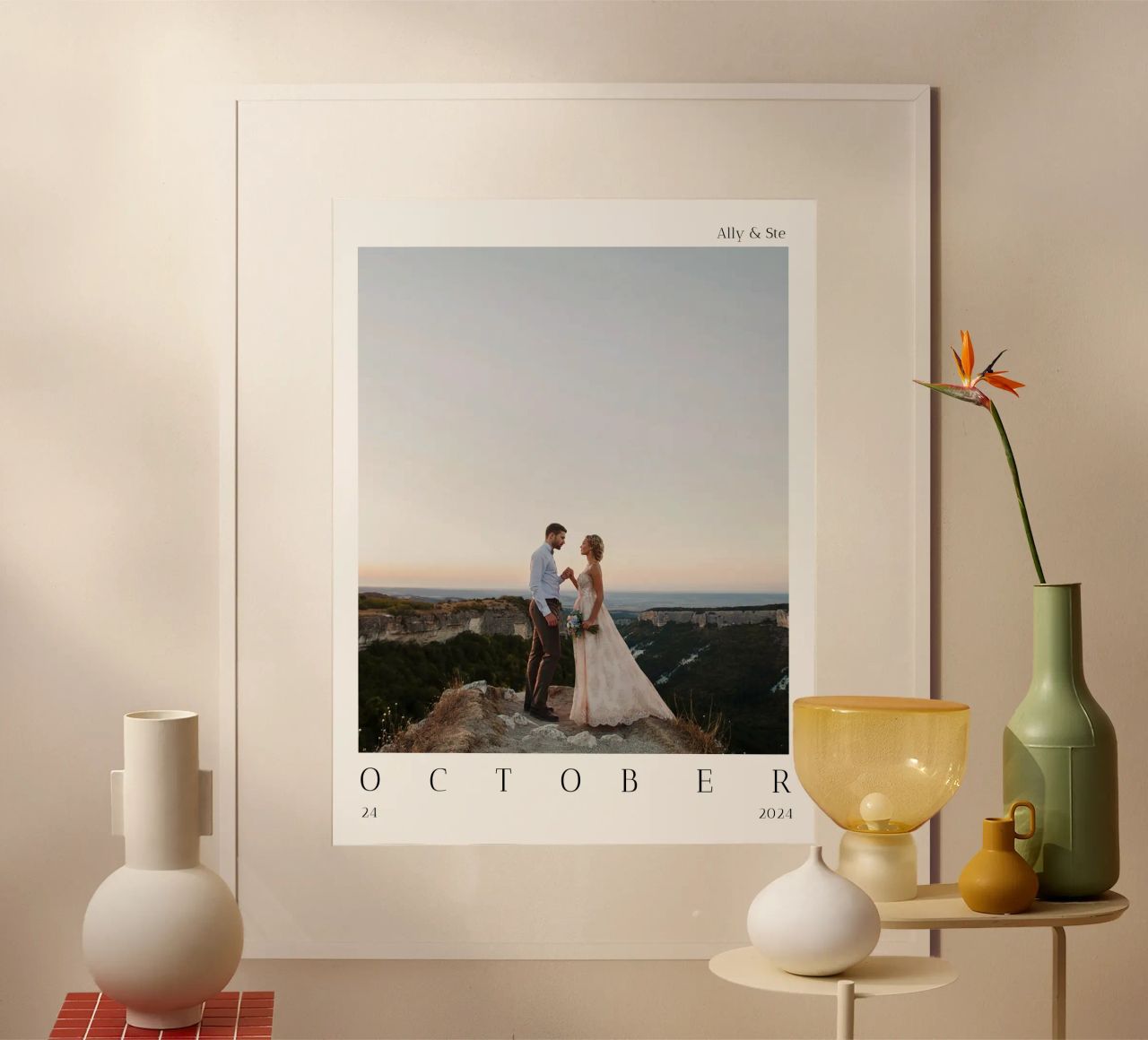 Personalisiertes Hochzeitsdatum drucken Poster mit Kunststoffrahmen von Prints By Ayleen