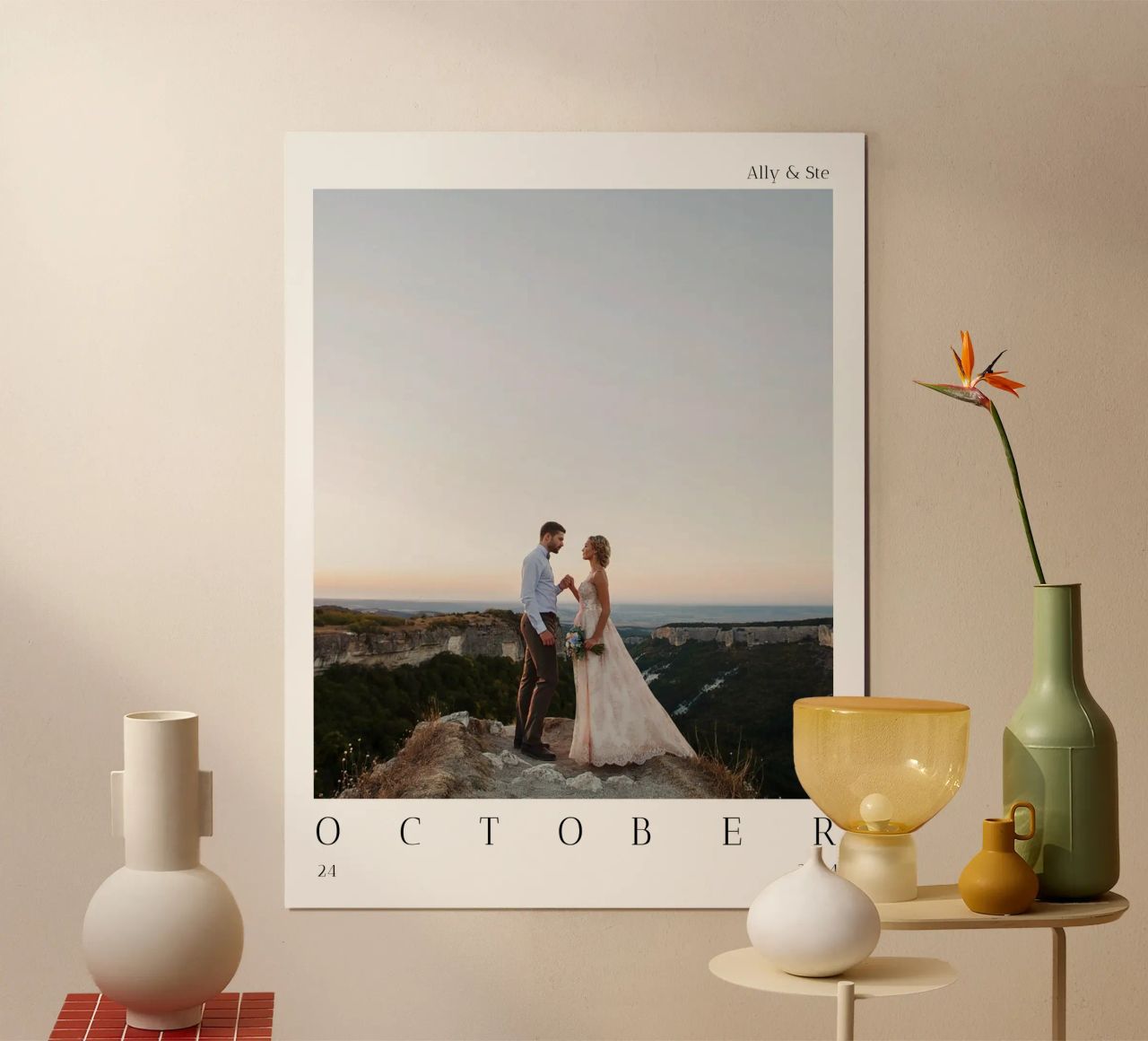 Personalisiertes Hochzeitsdatum drucken Poster mit Kunststoffrahmen von Prints By Ayleen