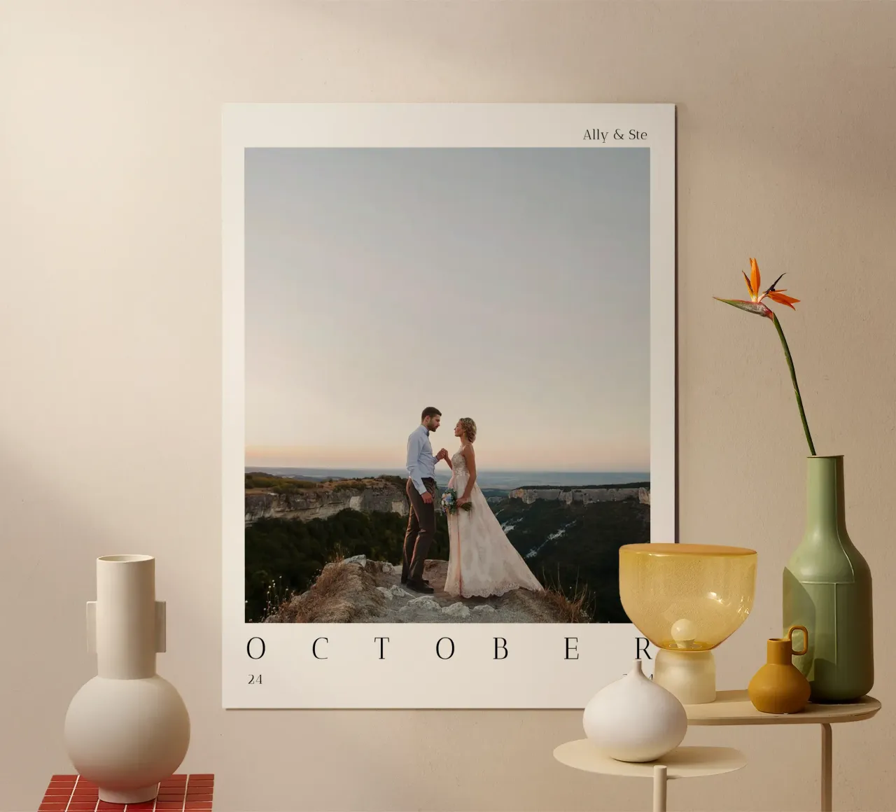 Personalised Wedding Date Print poster with wooden frame by Prints By Ayleen