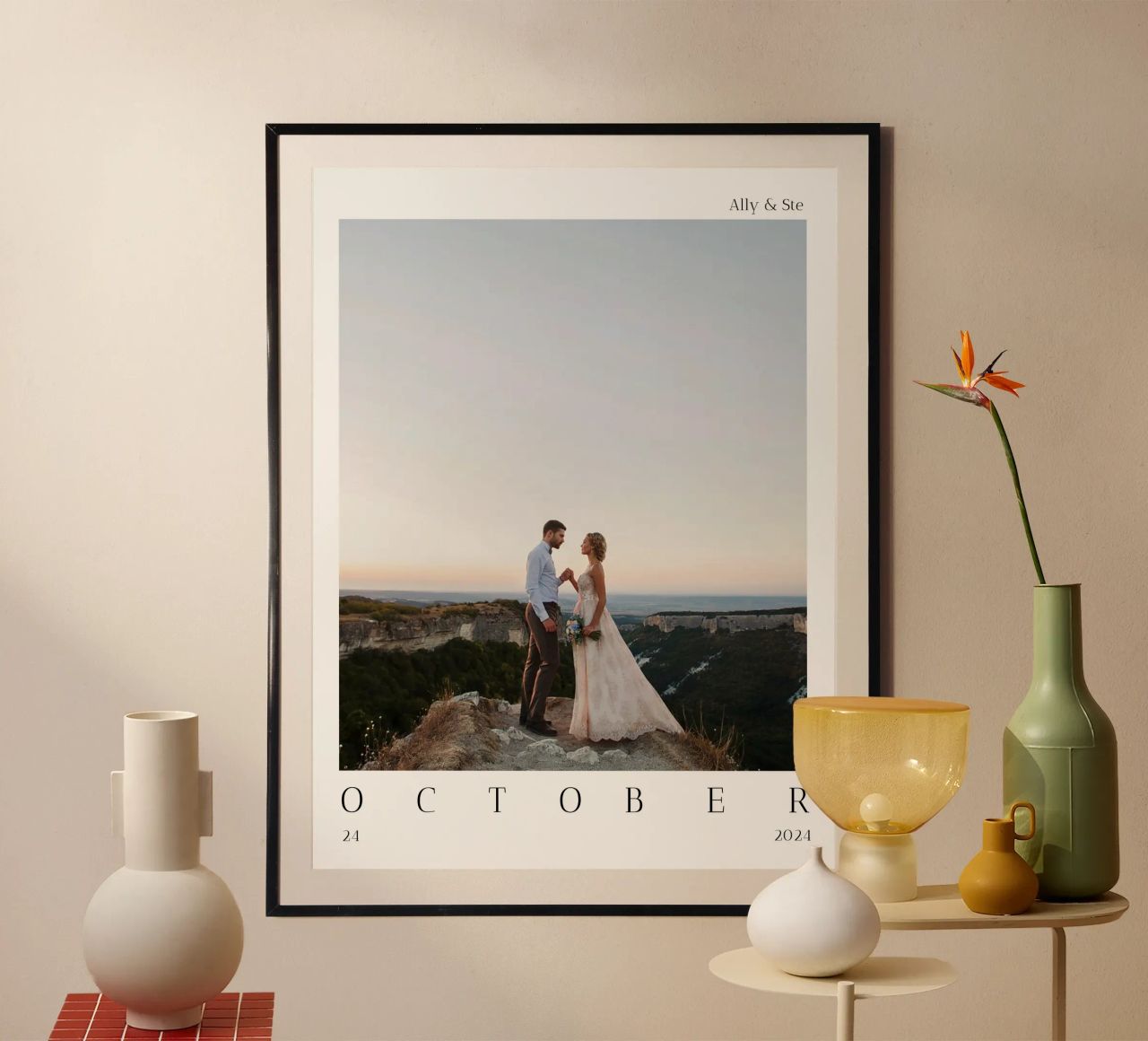 Personalisiertes Hochzeitsdatum drucken Poster mit Kunststoffrahmen von Prints By Ayleen