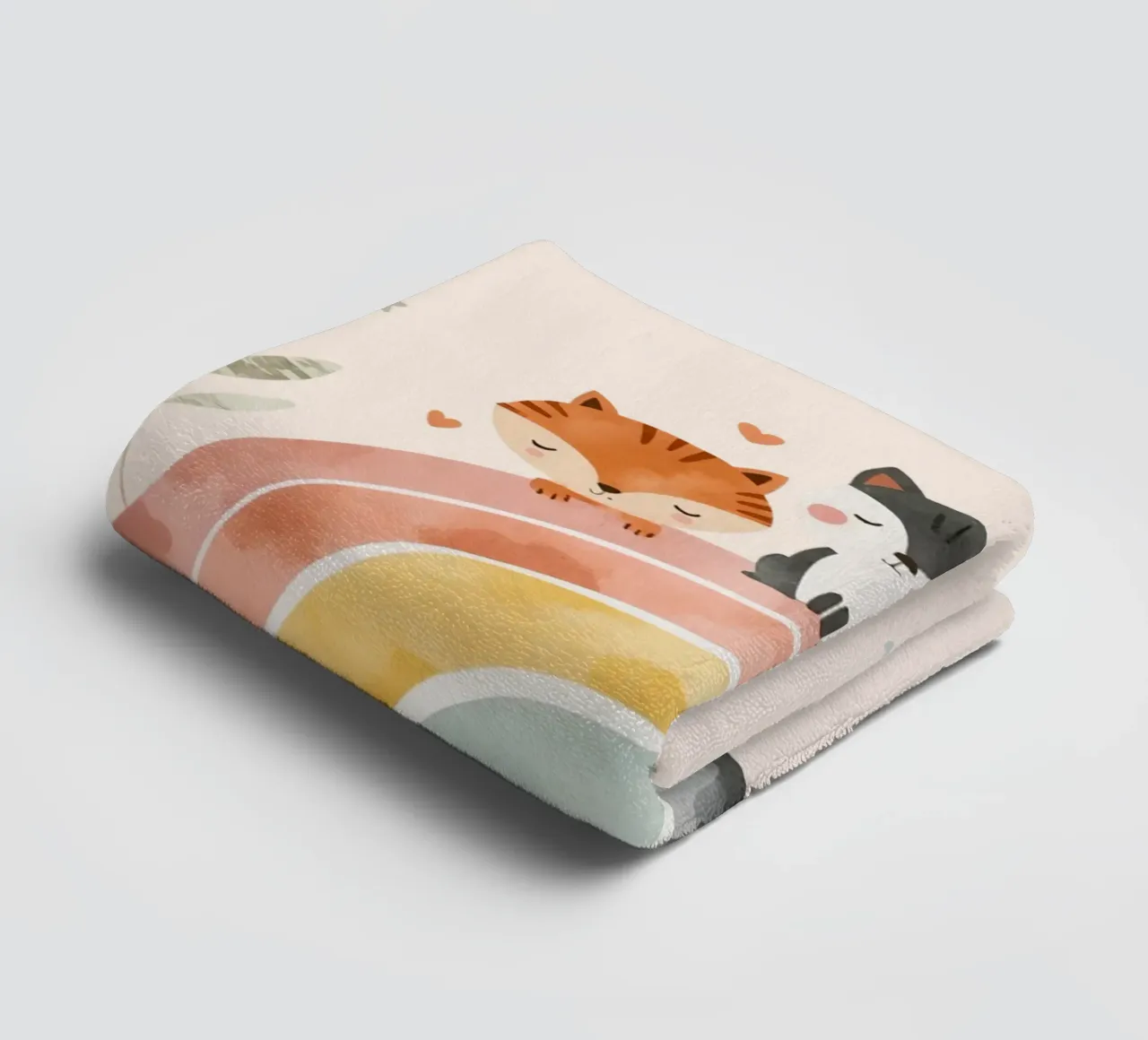 Simpáticos animales de dibujos animados en un arco iris con soles y nubes toalla de baño de DesignDoodle
