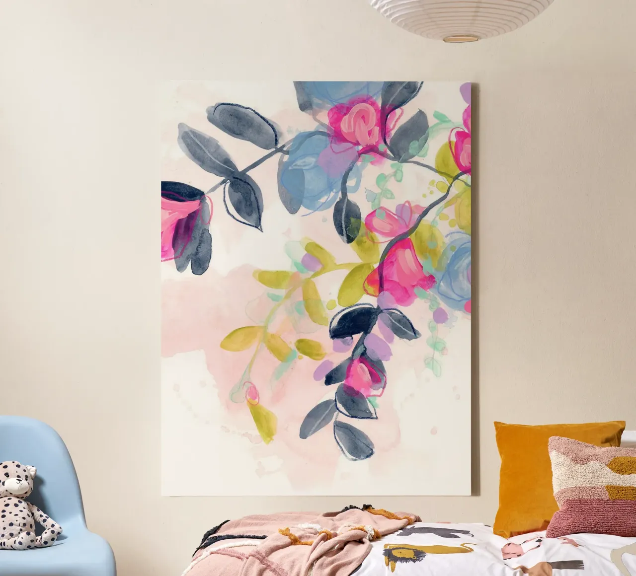 Speelse bloemencompositie II canvas van Jennifer