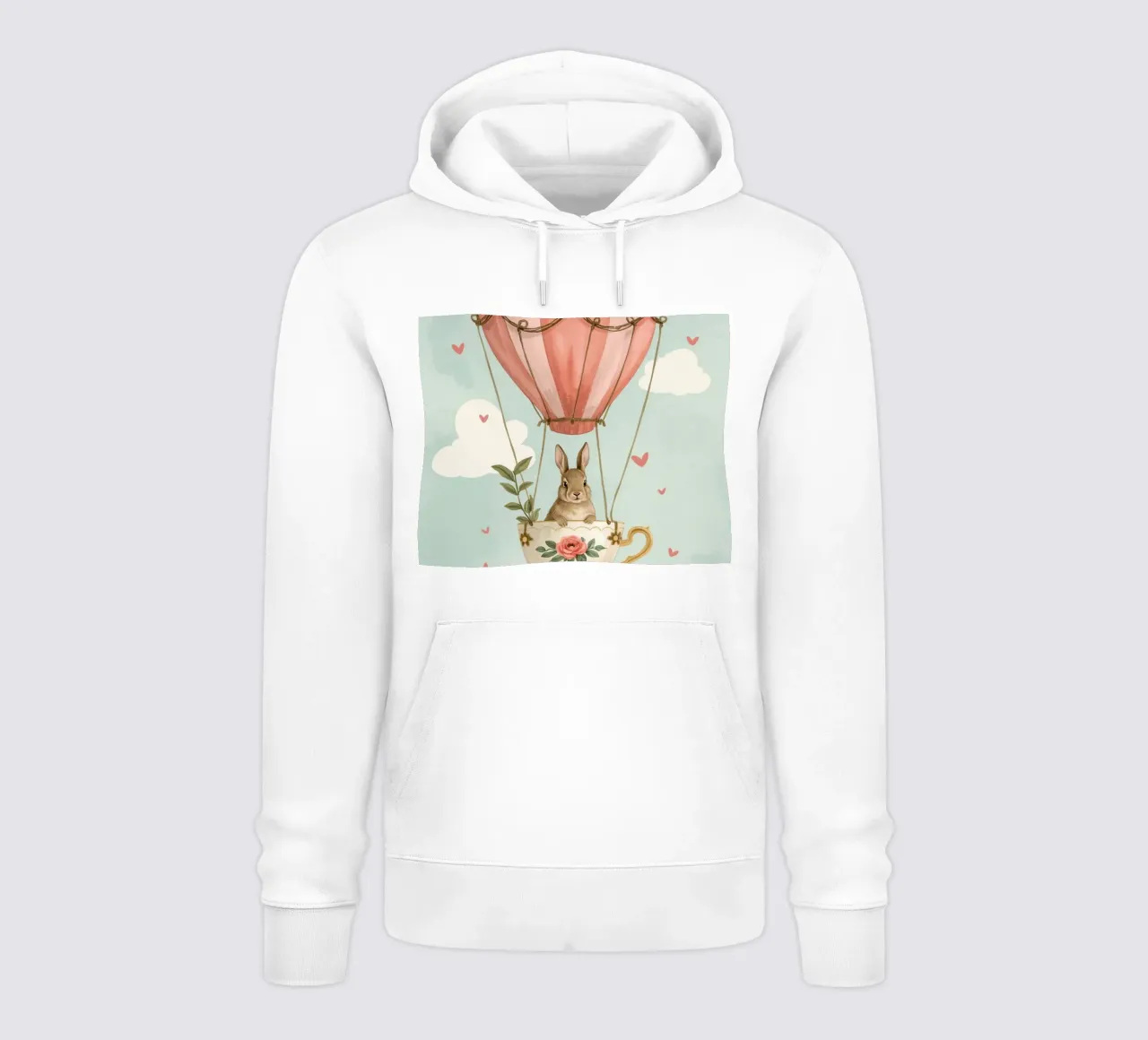 Coniglietto in tazza da tè in mongolfiera felpa con cappuccio da DesignDoodle
