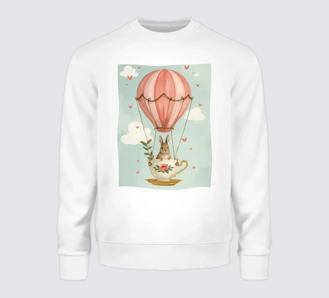 Coniglietto in tazza da tè in mongolfiera felpa da DesignDoodle
