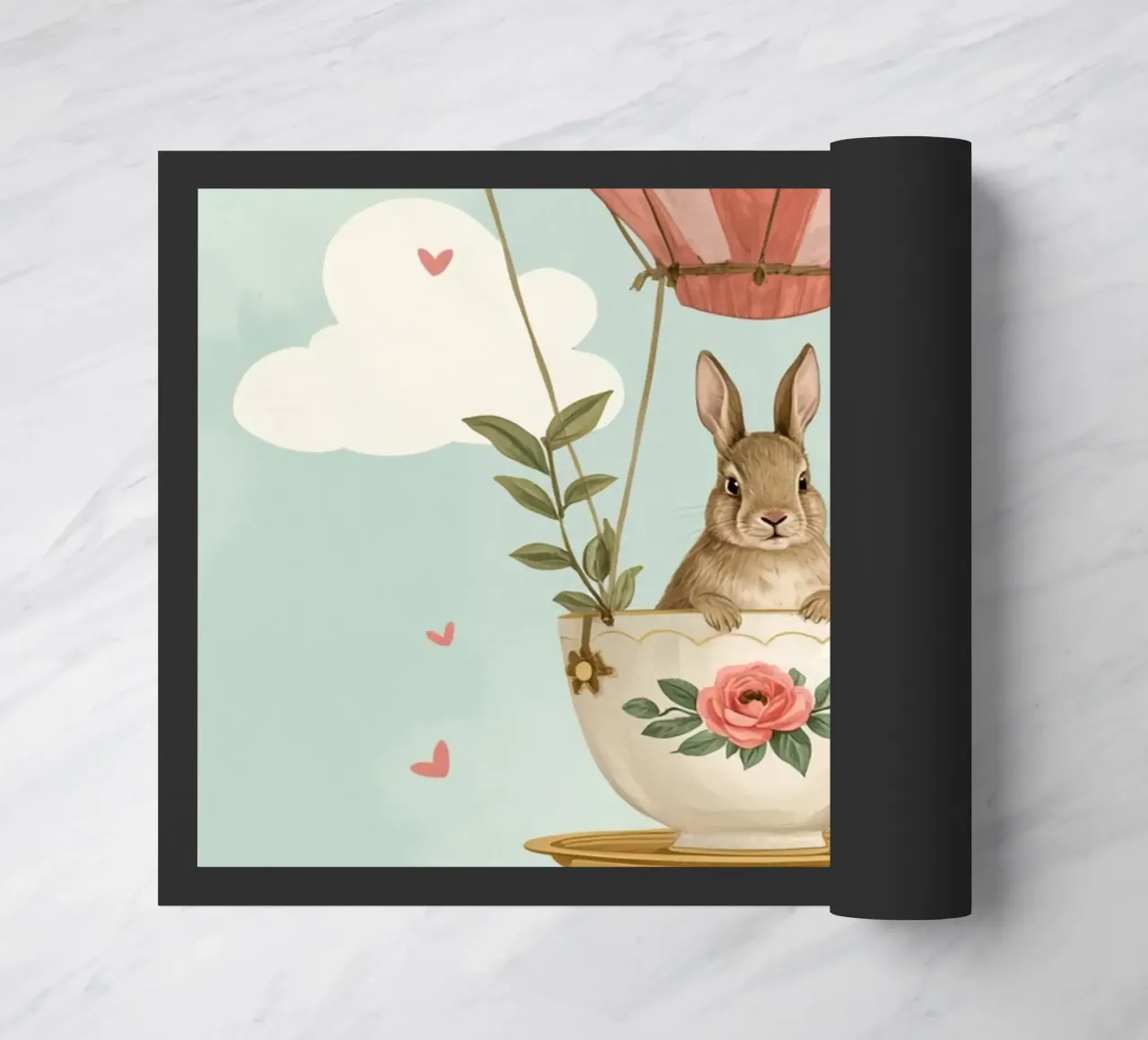 Coniglietto in tazza da tè in mongolfiera zerbino da DesignDoodle