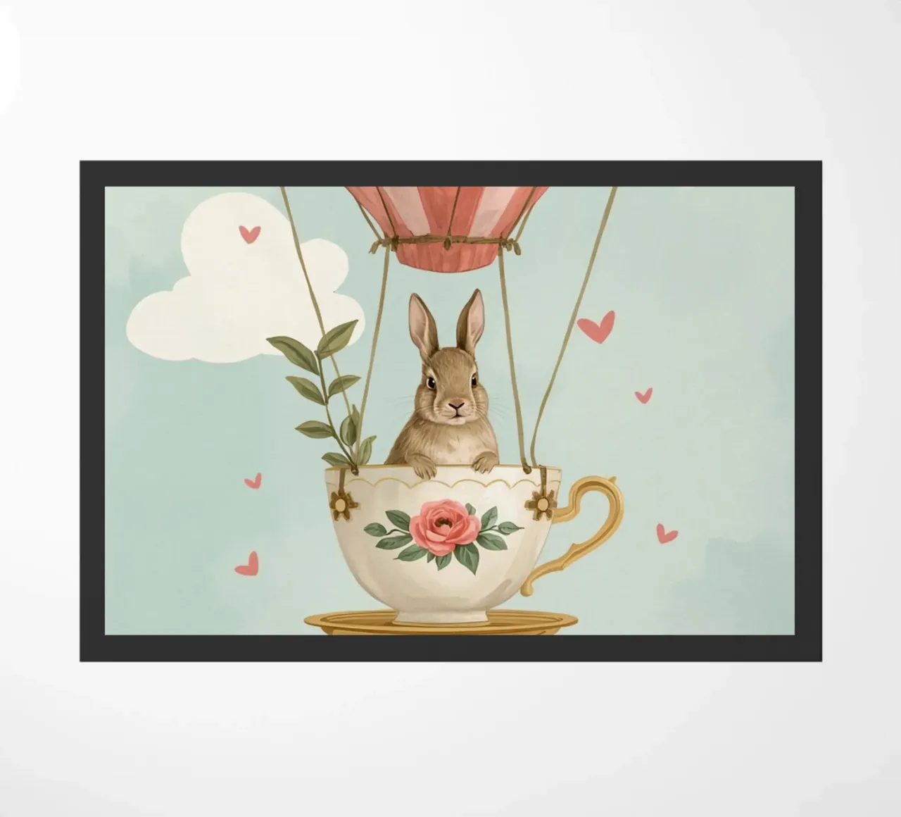 Coniglietto in tazza da tè in mongolfiera zerbino da DesignDoodle