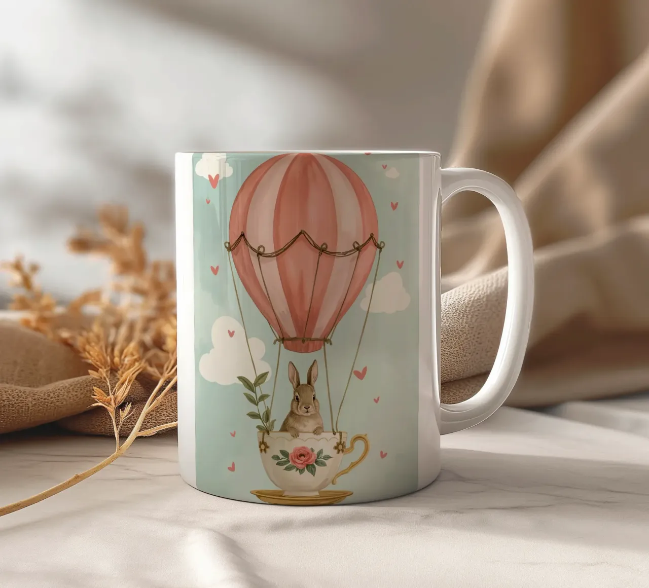 Coniglietto in tazza da tè in mongolfiera tazza in ceramica da DesignDoodle