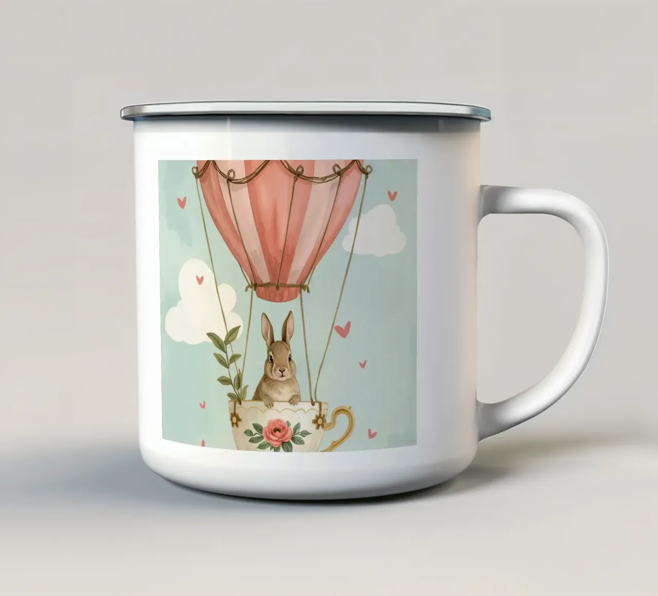 Coniglietto in tazza da tè in mongolfiera tazza in smalto da DesignDoodle