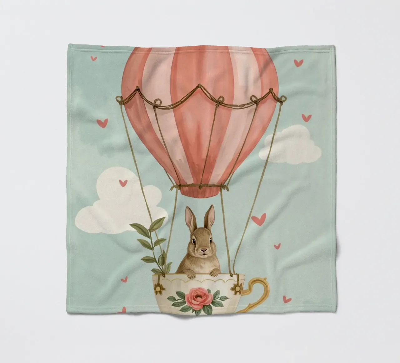 Coniglietto in tazza da tè in mongolfiera coperta in pile da DesignDoodle