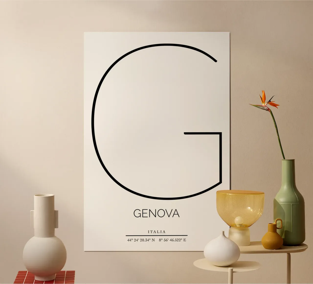 GENOVA - bianco poster con telaio in legno da CityLights