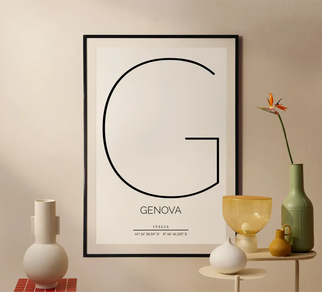 GENOVA - bianco poster con telaio in legno da CityLights
