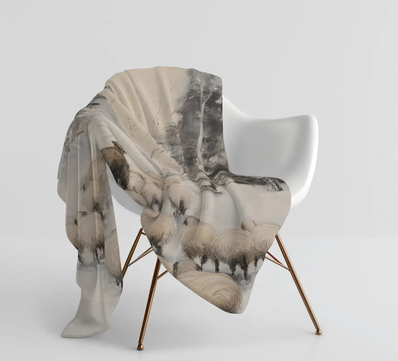 Pastore d'inverno - Pastore con pecore Stampa d'arte coperta in pile da Cozy Vibes