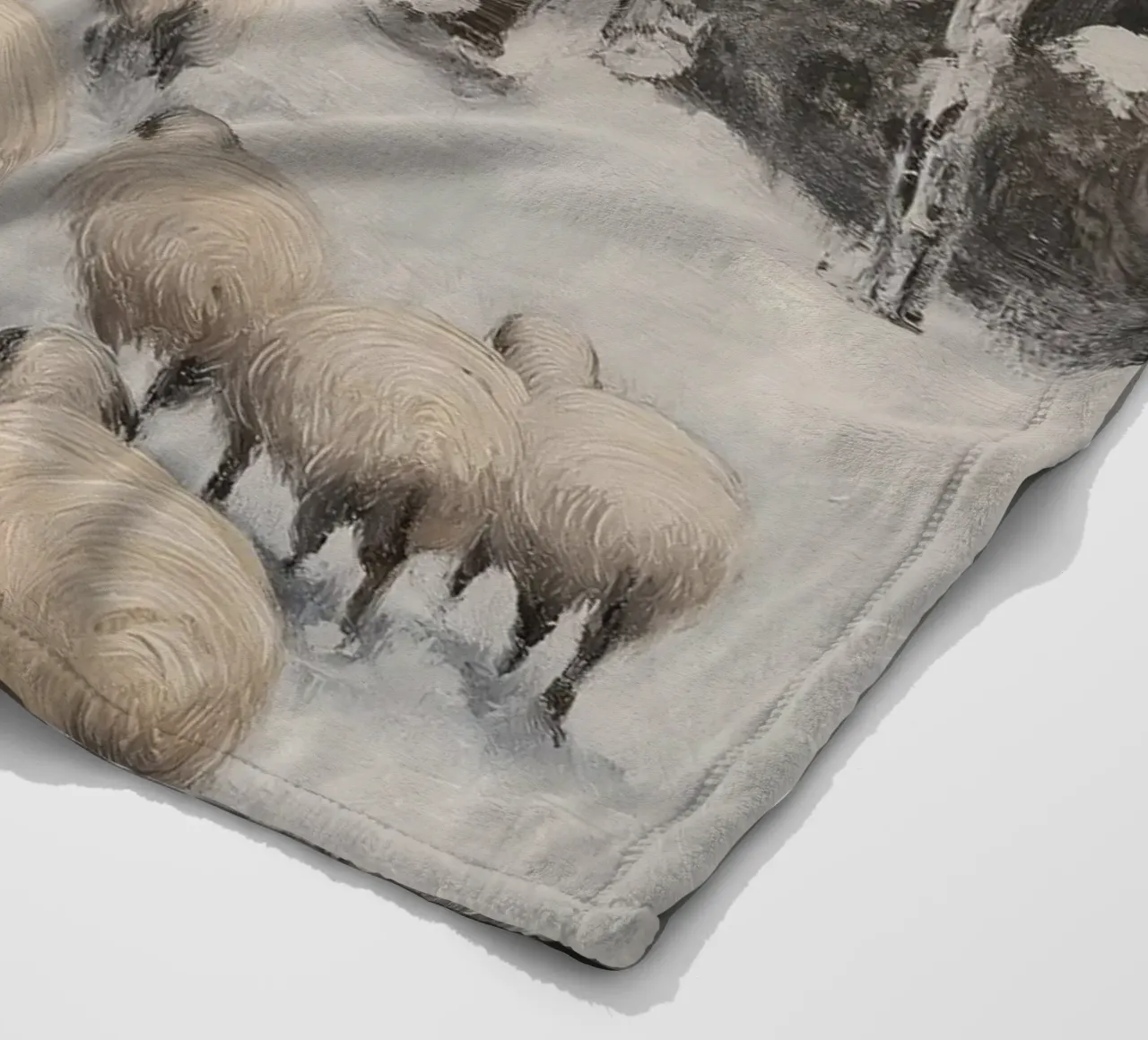 Winter Schäfer – Shepherd with Sheep Art Print Fleecedecke von Cozy Vibes