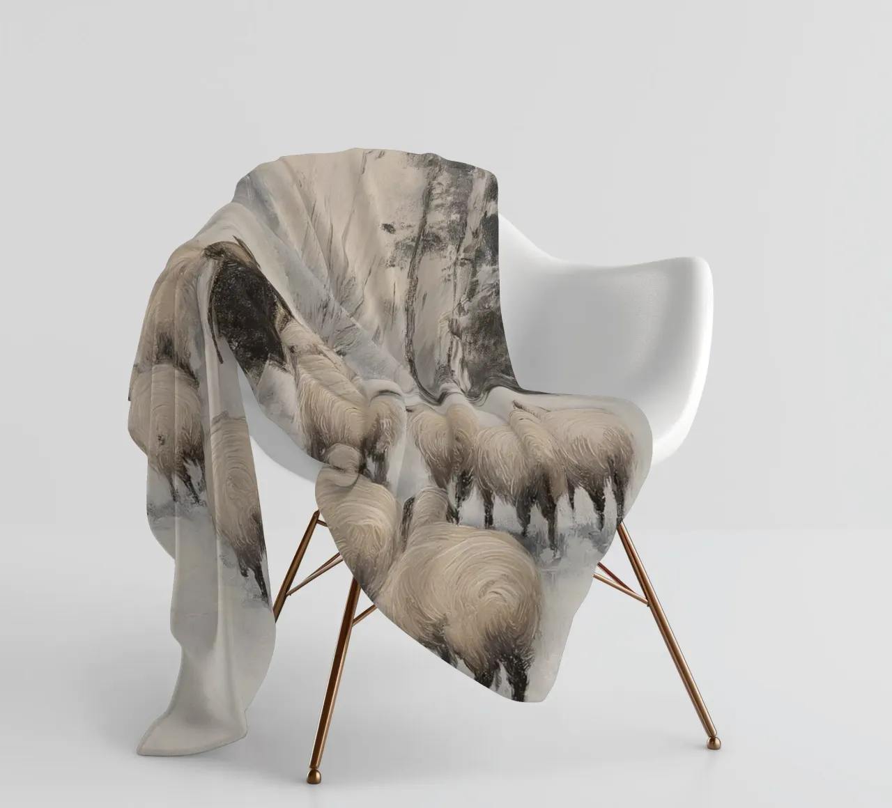 Pastore d'inverno - Pastore con pecore Stampa d'arte coperta in pile da Cozy Vibes