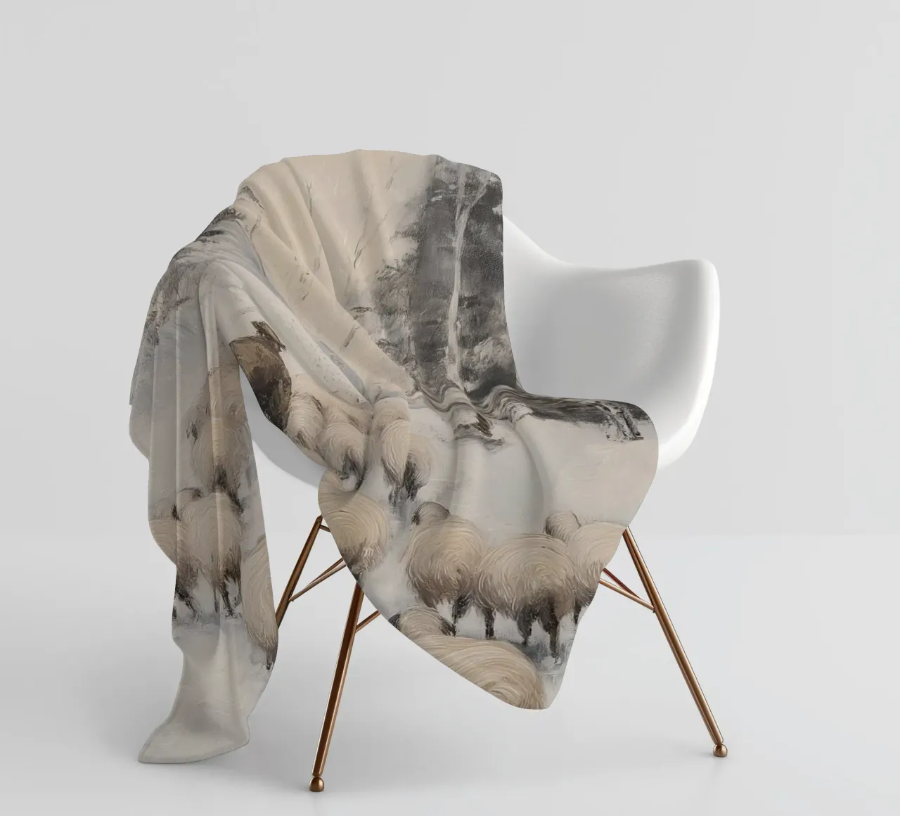 Pastore d'inverno - Pastore con pecore Stampa d'arte coperta in pile da Cozy Vibes