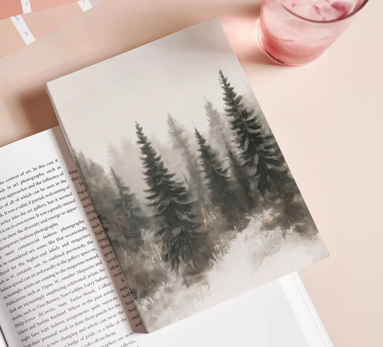 Winter Forest Fog - Snowy Forest Art Print notebook by Cozy Vibes