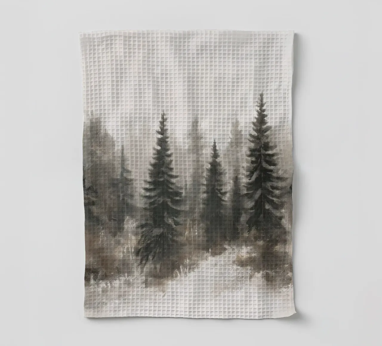Forêt d'hiver Brouillard - Snowy Forest Art Print torchon de Cozy Vibes