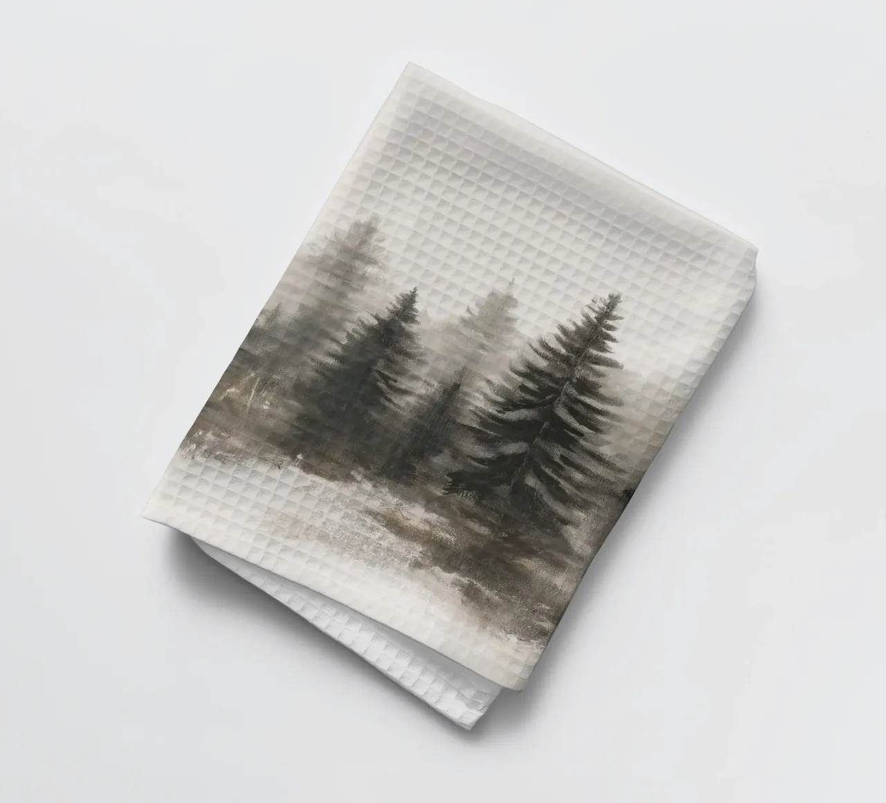 Forêt d'hiver Brouillard - Snowy Forest Art Print torchon de Cozy Vibes