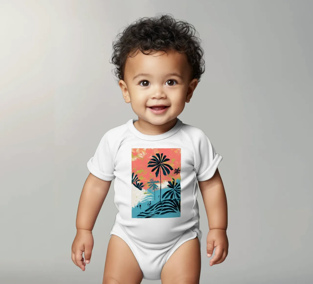 Wanderers Under the Palms body neonato maniche corte da Luca