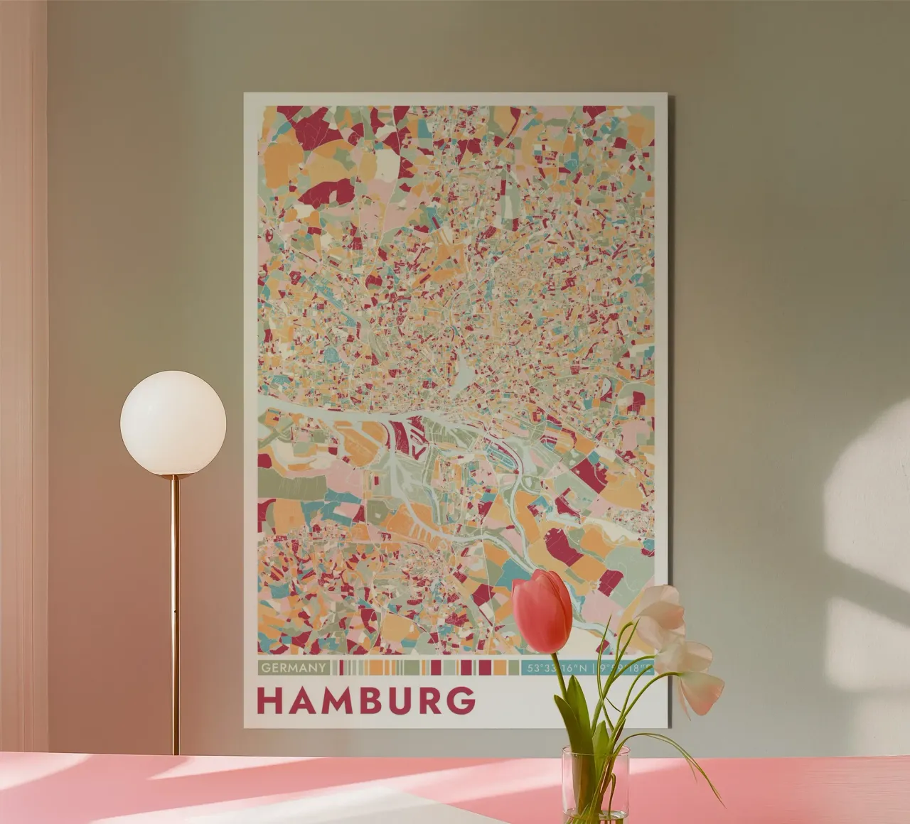 Città Amburgo alluminio dibond da CityMapPoster