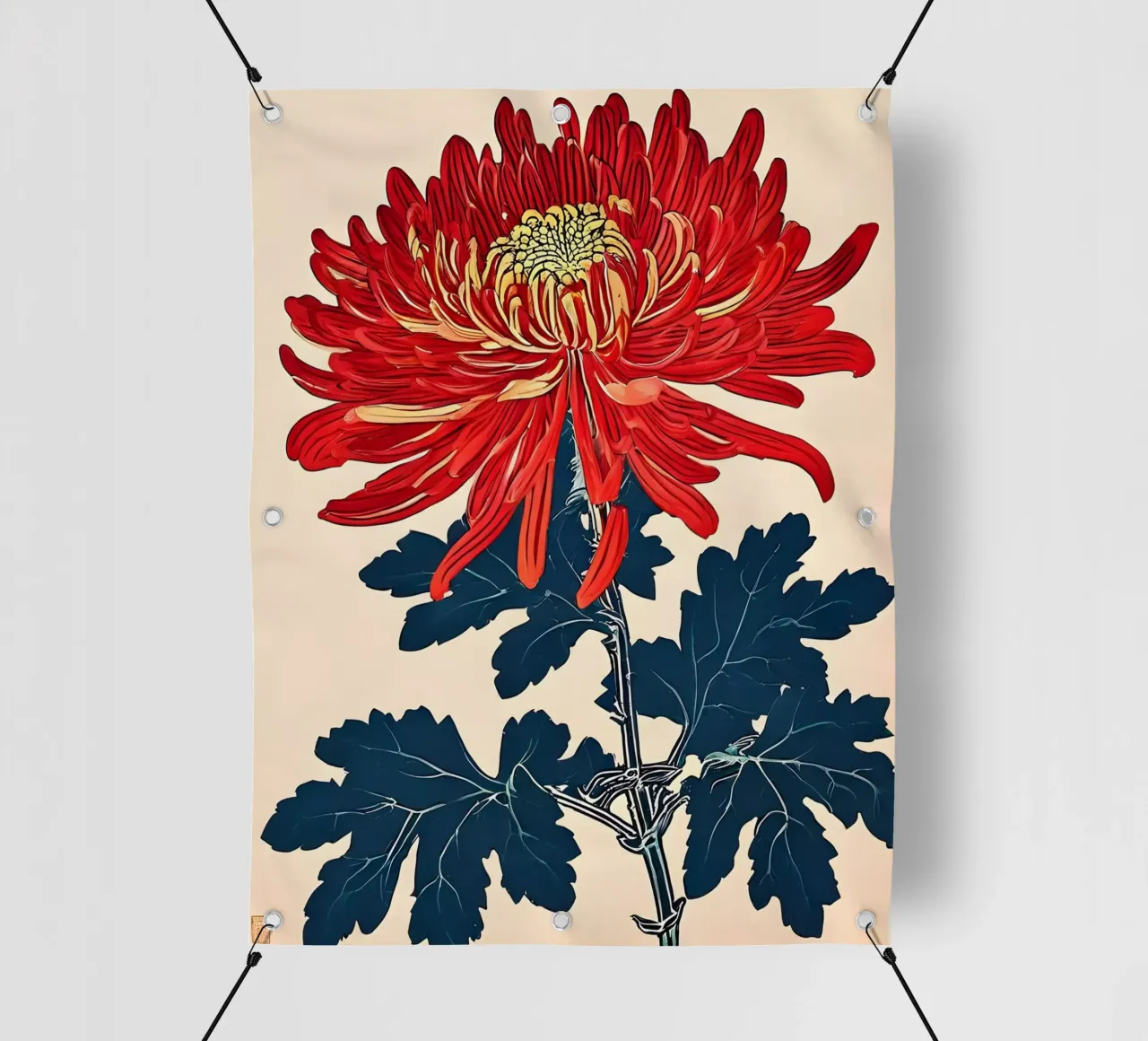 Crisantemo rosso radioso telo in pvc da Artistic-shop