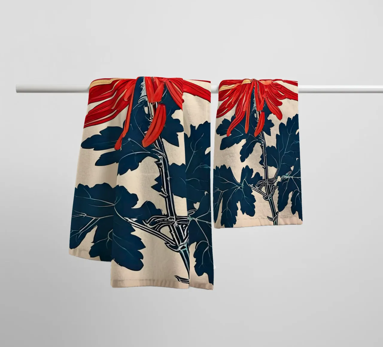 Crisantemo rosso radioso asciugamano da bagno da Artistic-shop