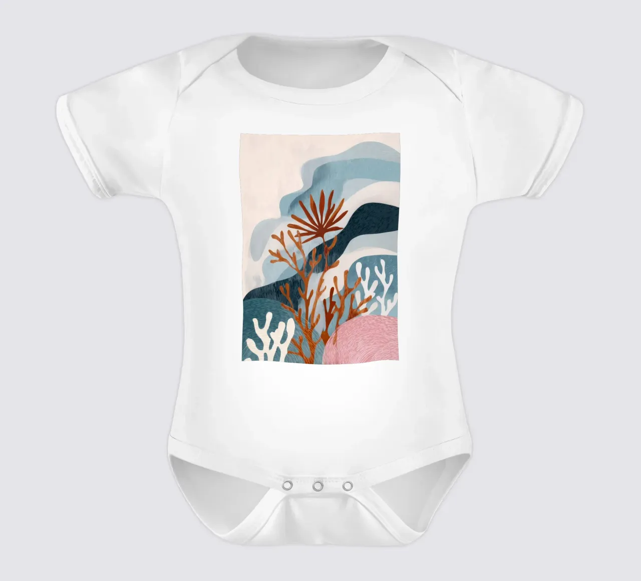 Abstract Coral Reef in Teal & Terracotta body neonato maniche corte da Luca