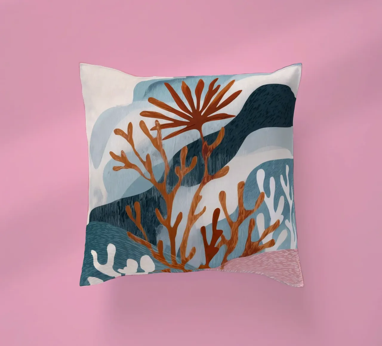 Abstract Coral Reef in Teal & Terracotta cuscino da Luca