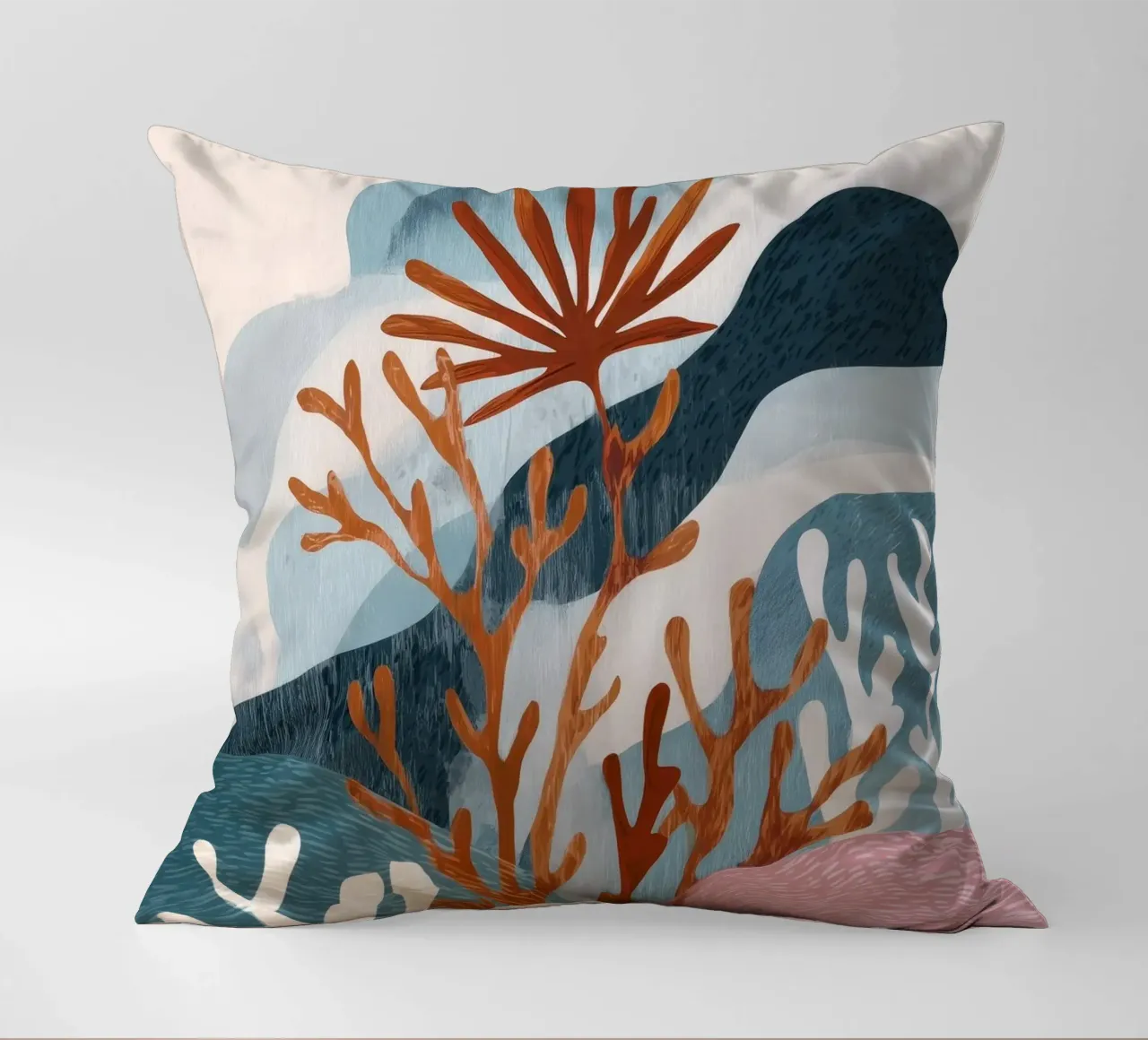 Abstract Coral Reef in Teal & Terracotta cuscino da Luca