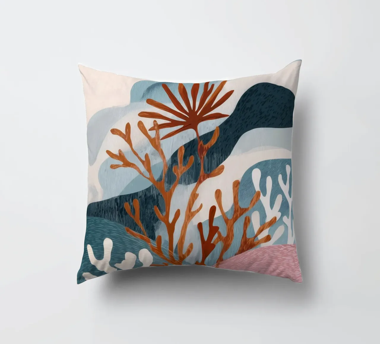 Abstract Coral Reef in Teal & Terracotta cuscino da Luca