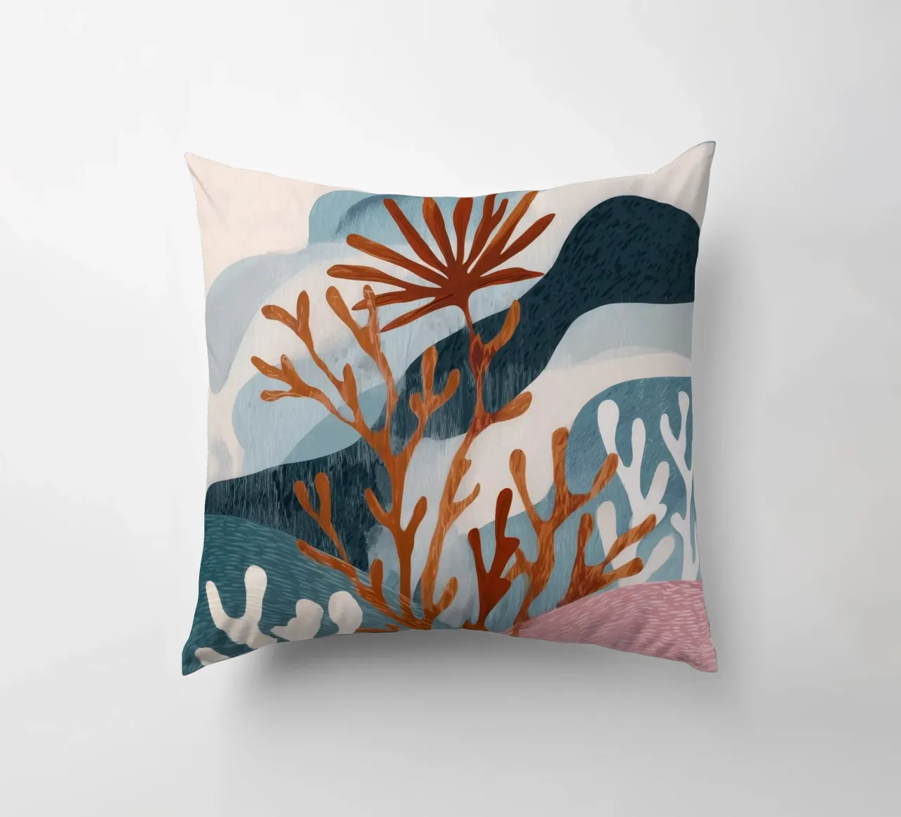Abstract Coral Reef in Teal & Terracotta cuscino da Luca