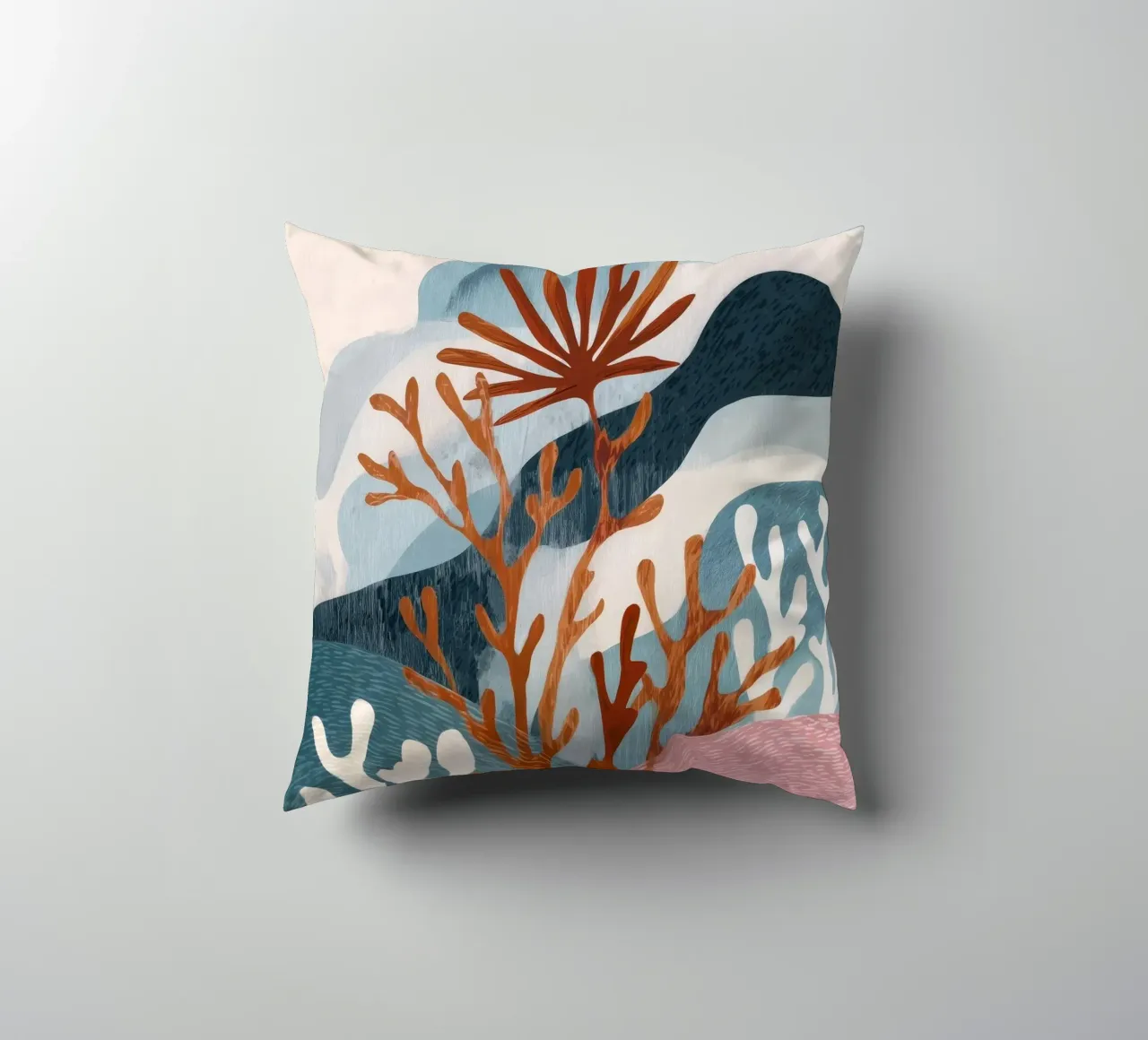 Abstract Coral Reef in Teal & Terracotta cuscino da Luca