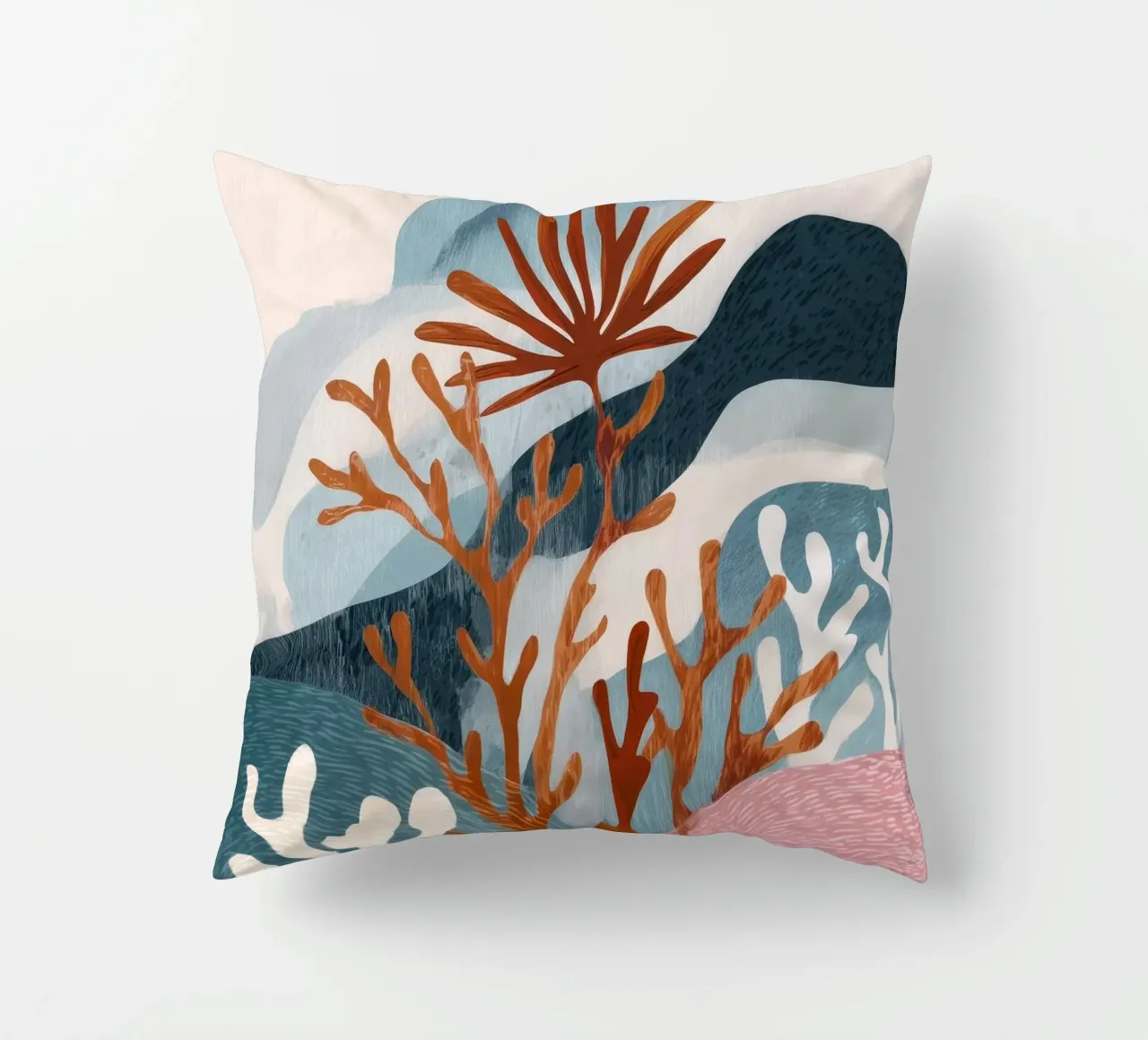 Abstract Coral Reef in Teal & Terracotta cuscino da Luca