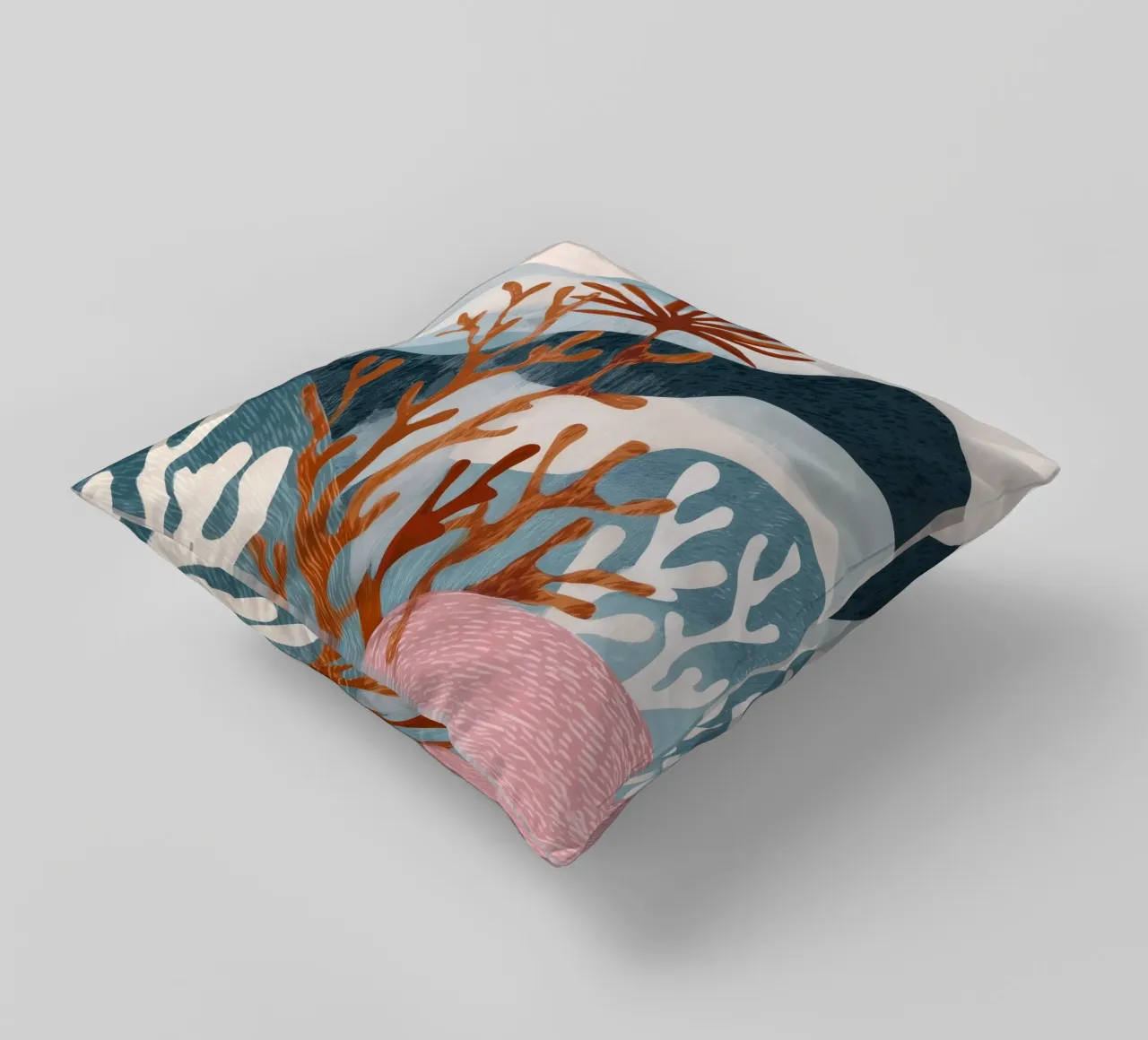 Abstract Coral Reef in Teal & Terracotta cuscino da Luca