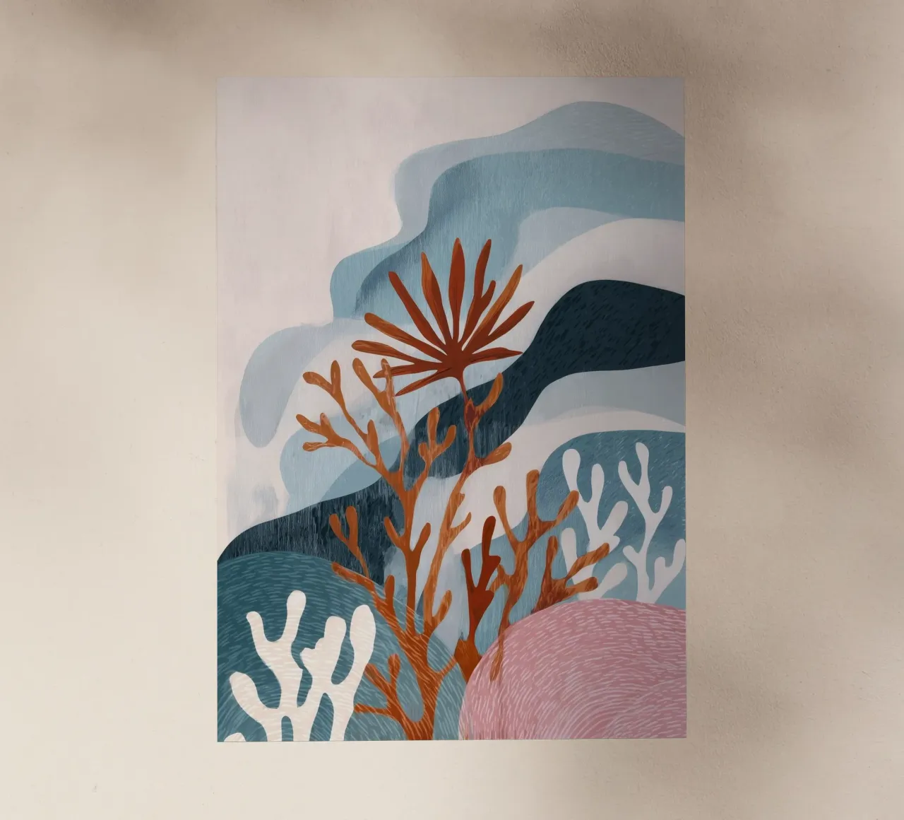 Abstract Coral Reef in Teal & Terracotta pellicola backlit da Luca