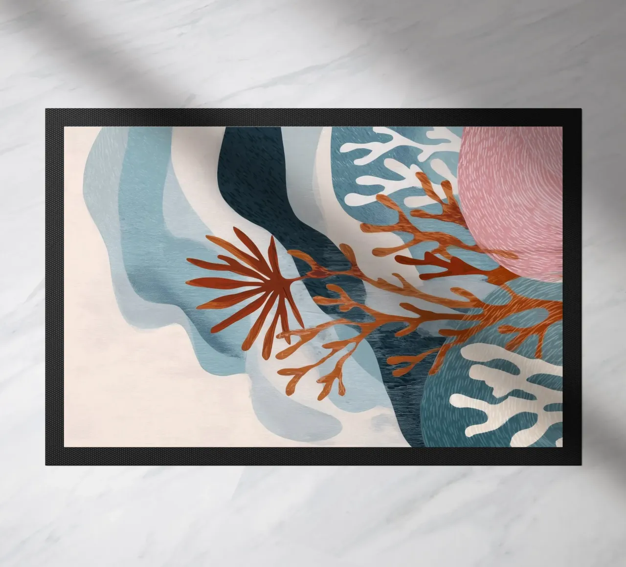 Abstract Coral Reef in Teal & Terracotta zerbino da Luca