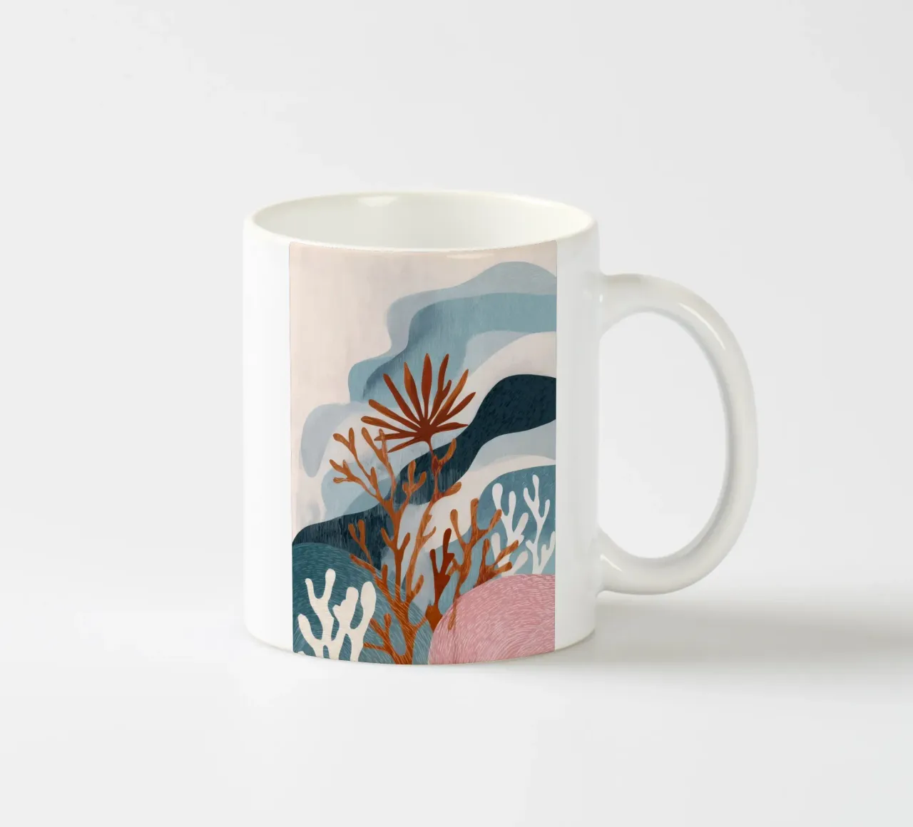 Abstract Coral Reef in Teal & Terracotta tazza in ceramica da Luca